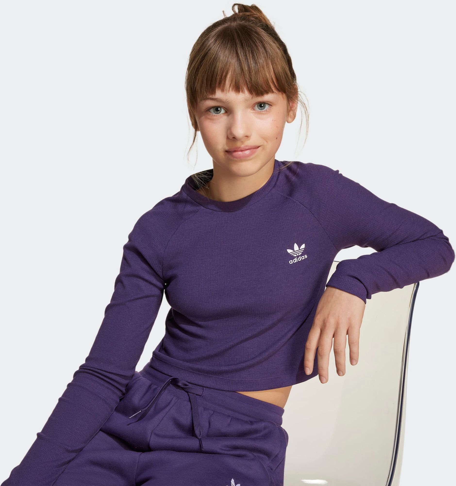adidas Girls' Rib Cropped Long Sleeve Tee product image