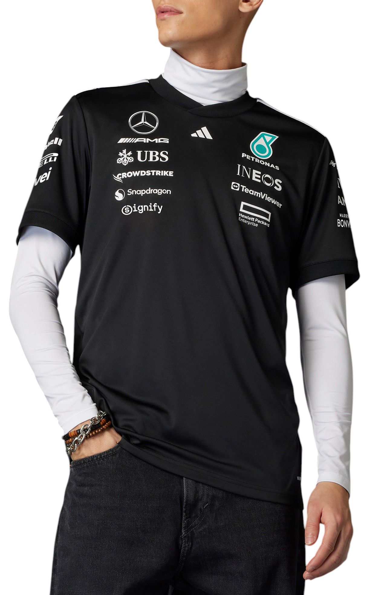 adidas Men's Mercedes F1 Black Replica Driver Jersey product image