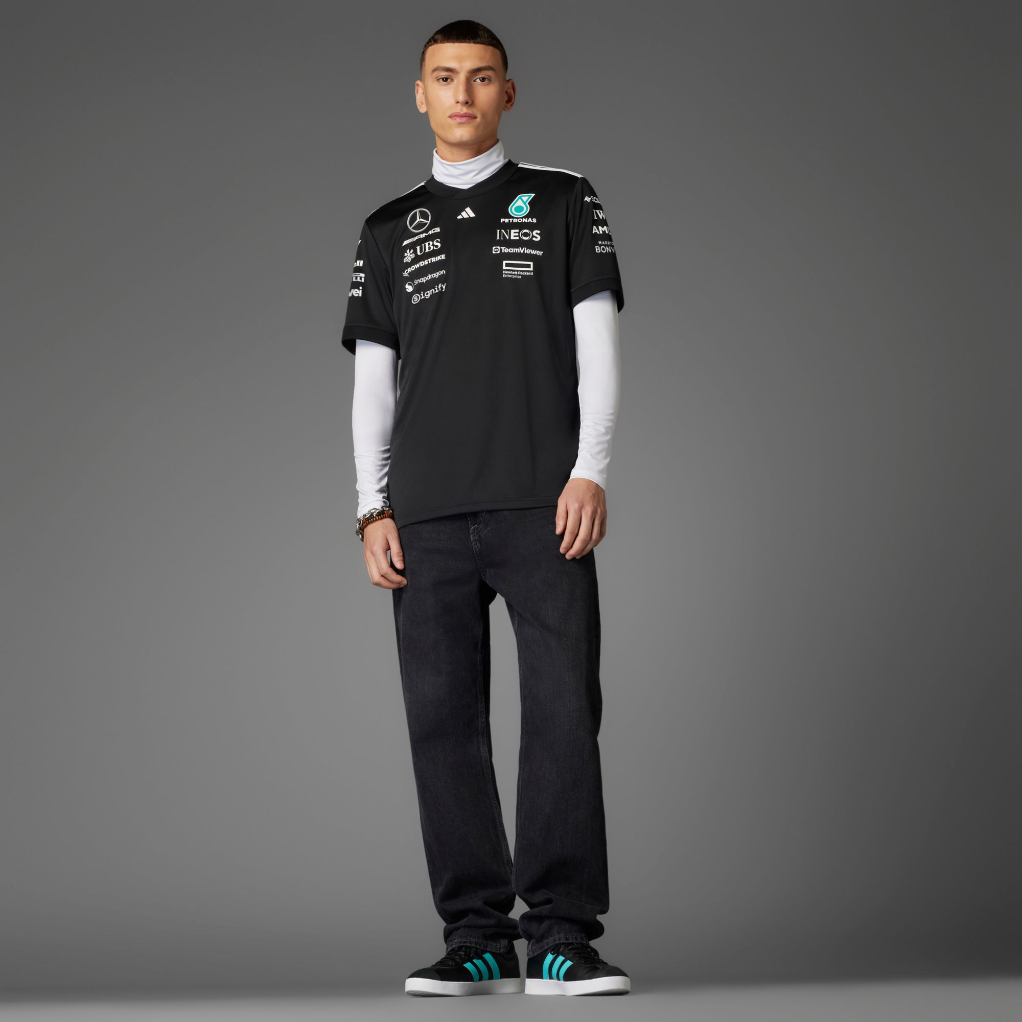 adidas Men's Mercedes F1 Black Replica Driver Jersey product image