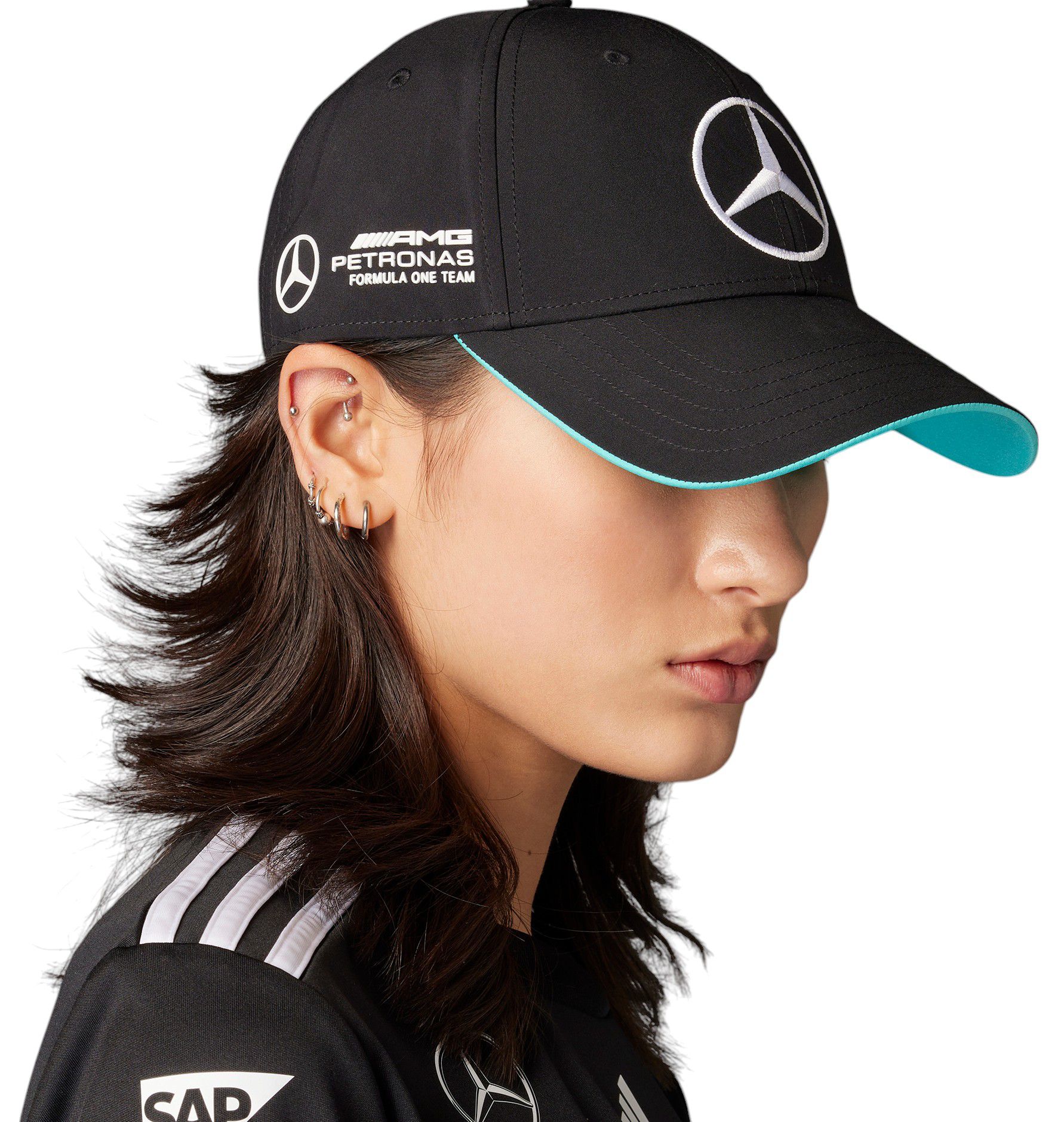 adidas Adult Mercedes F1 Black Adjustable Dad Hat product image