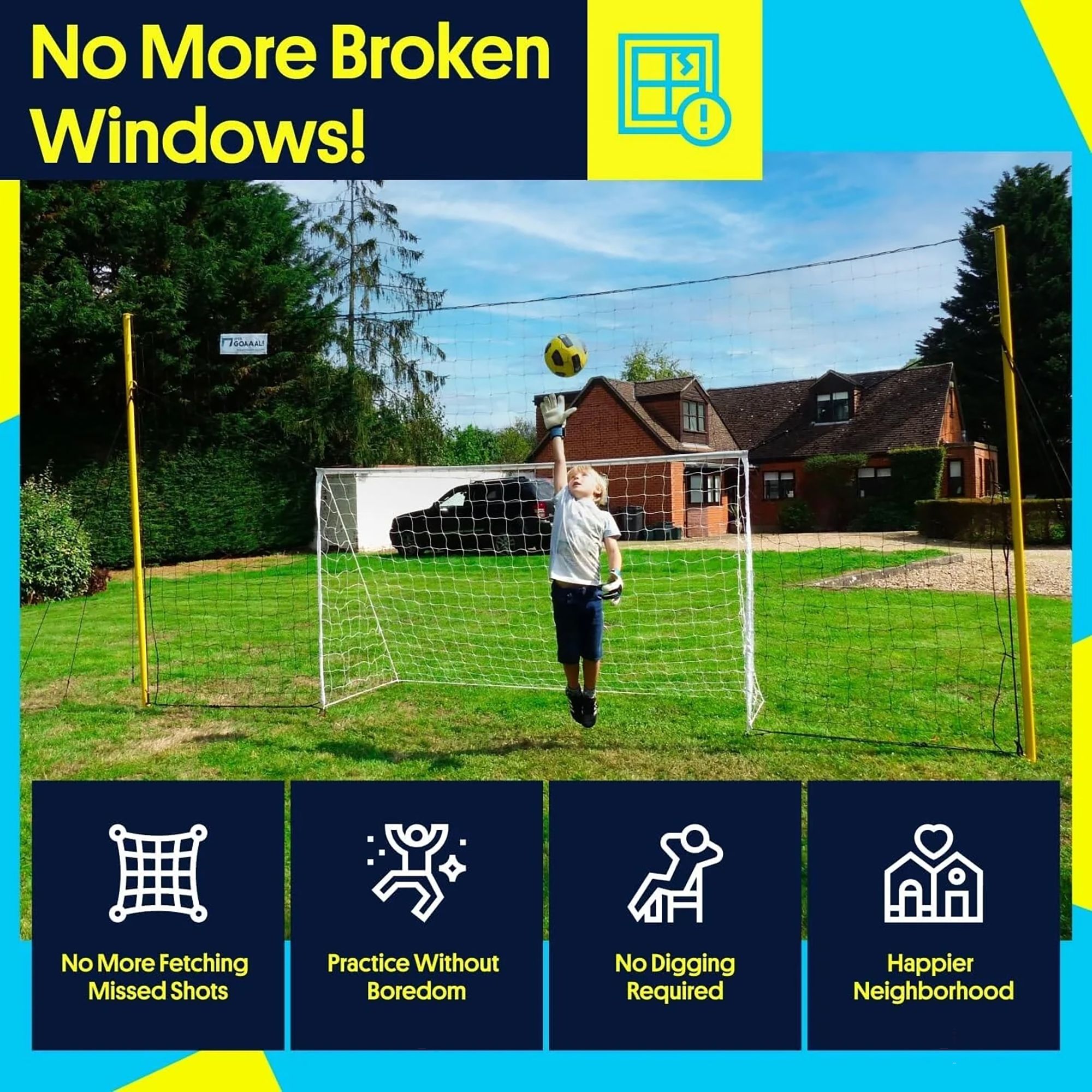 Open Goaaal Junior 8' x 4.5' Soccer Goal/Rebounder/Backstop product image