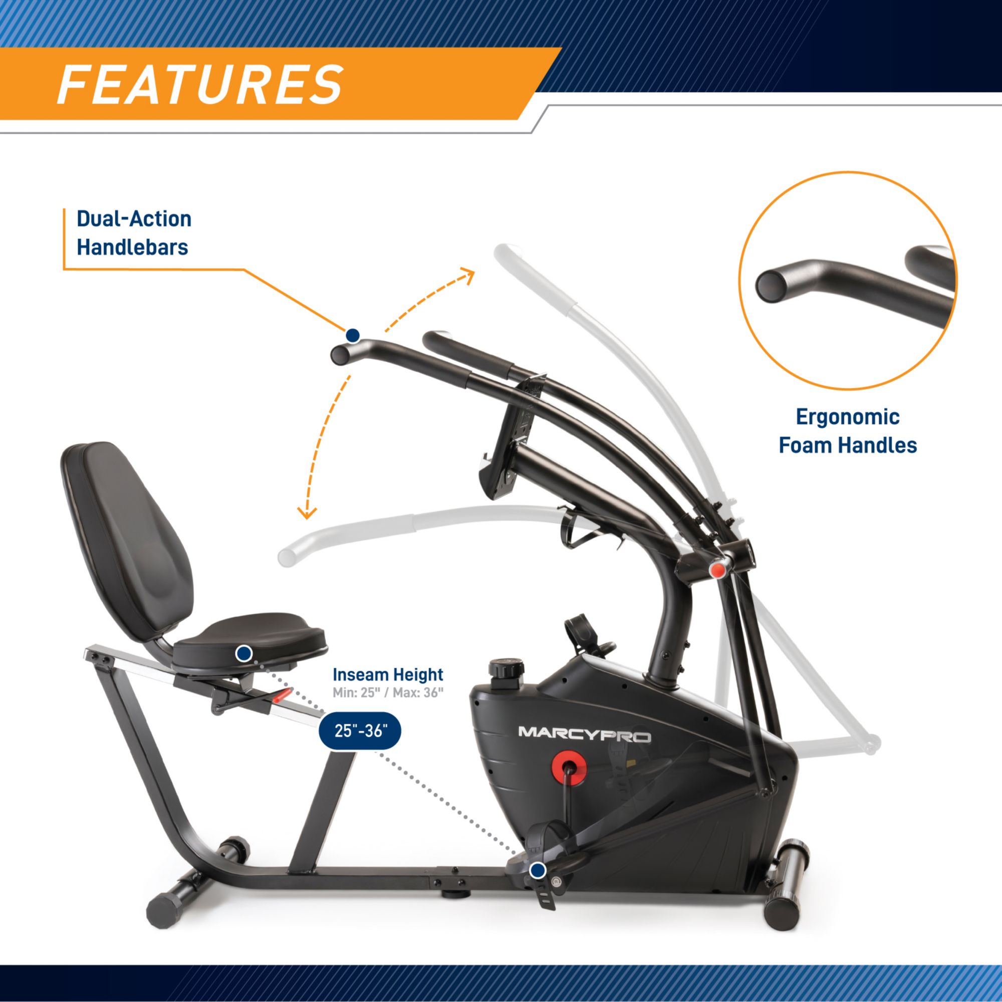 Marcypro Dual Action Cross Training Recumbent Exercise Bike product image