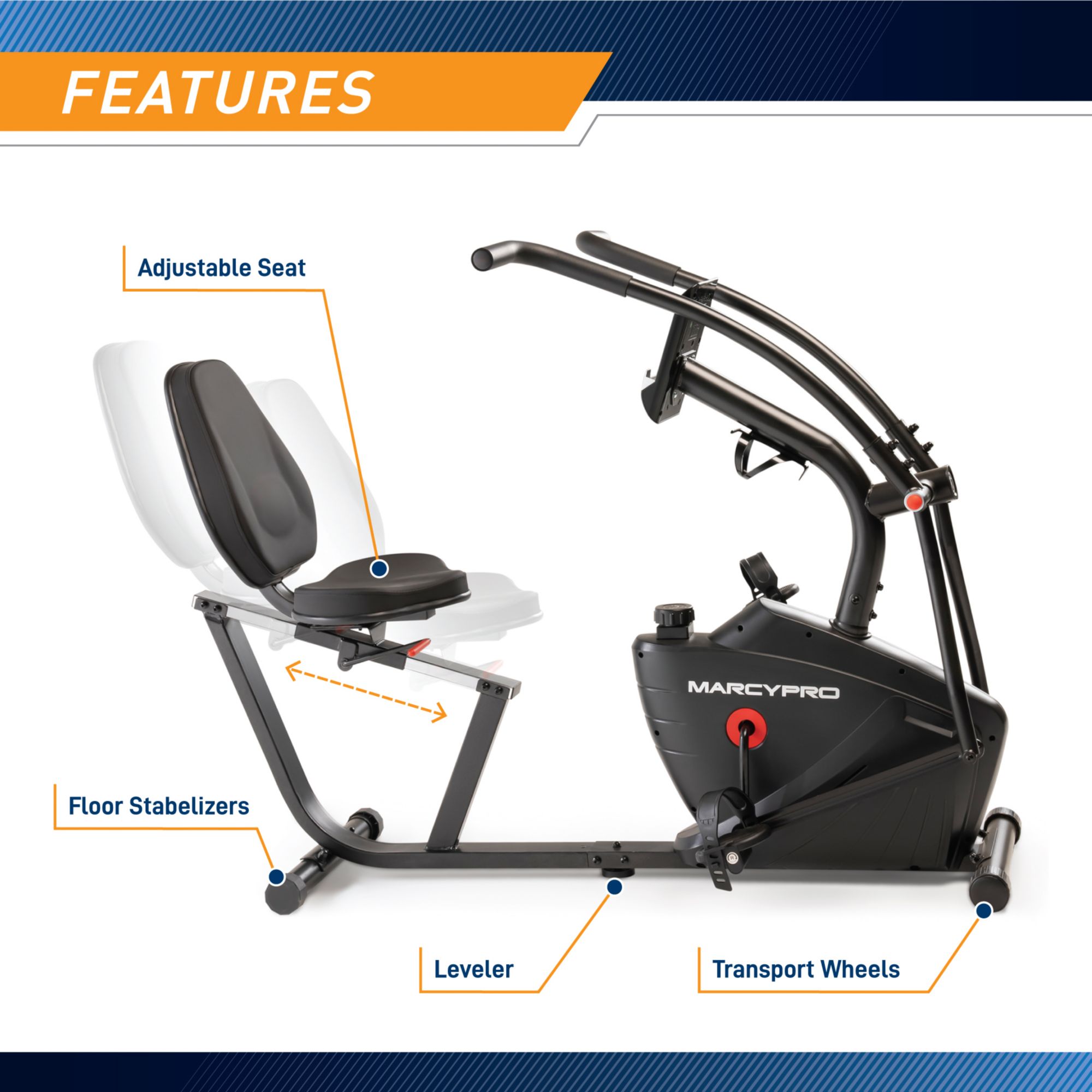 Marcypro Dual Action Cross Training Recumbent Exercise Bike product image