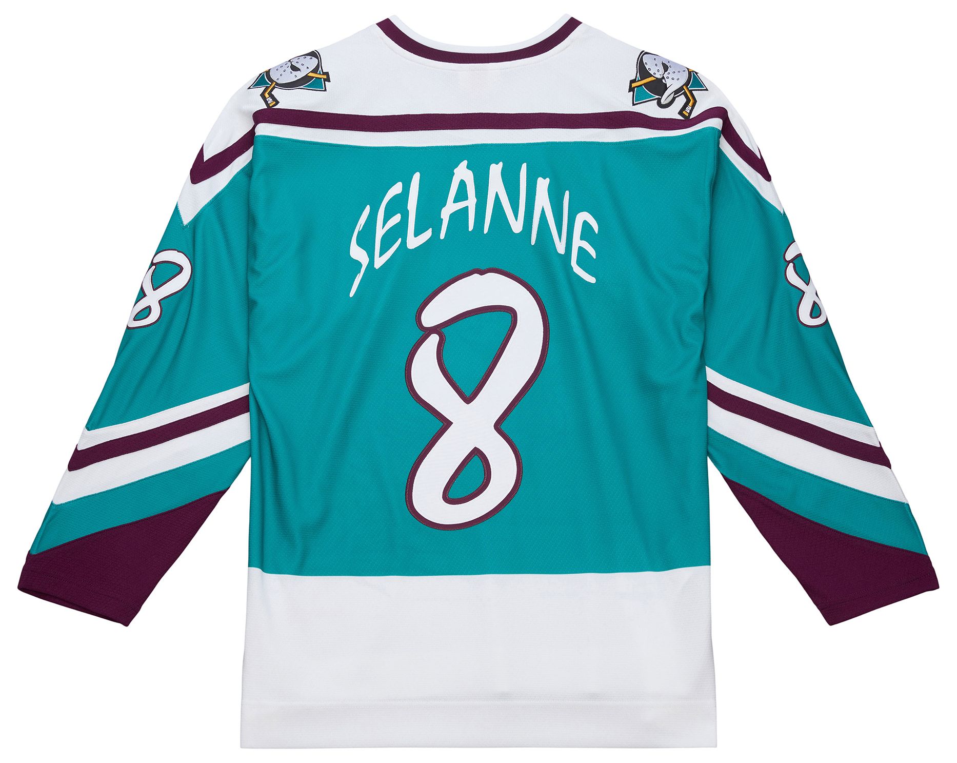 Mitchell & Ness Men's Anaheim Ducks Teemu Selanne #8 1995 Teal Power Play Vintage Replica Jersey product image