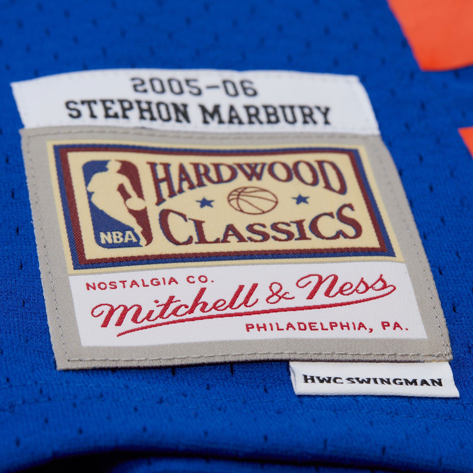 Mitchell & Ness Adult 2005-2006 New York Knicks Stephon Marbury #3 Blue Hardwood Classics Replica Jersey product image