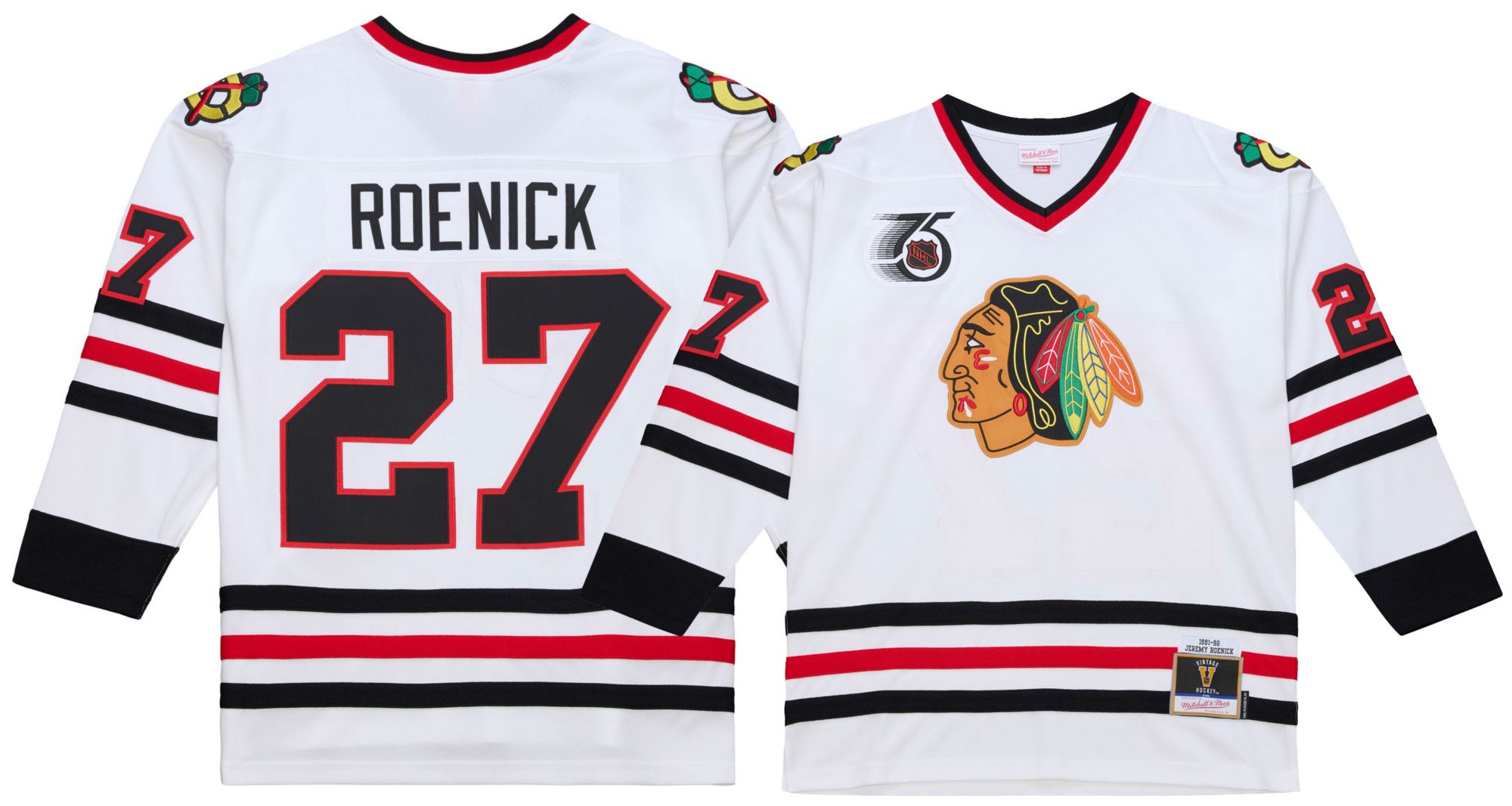 Mitchell & Ness Men's Chicago Blackhawks Jeremy Roenick #27 White Vintage Power Play Jersey product image