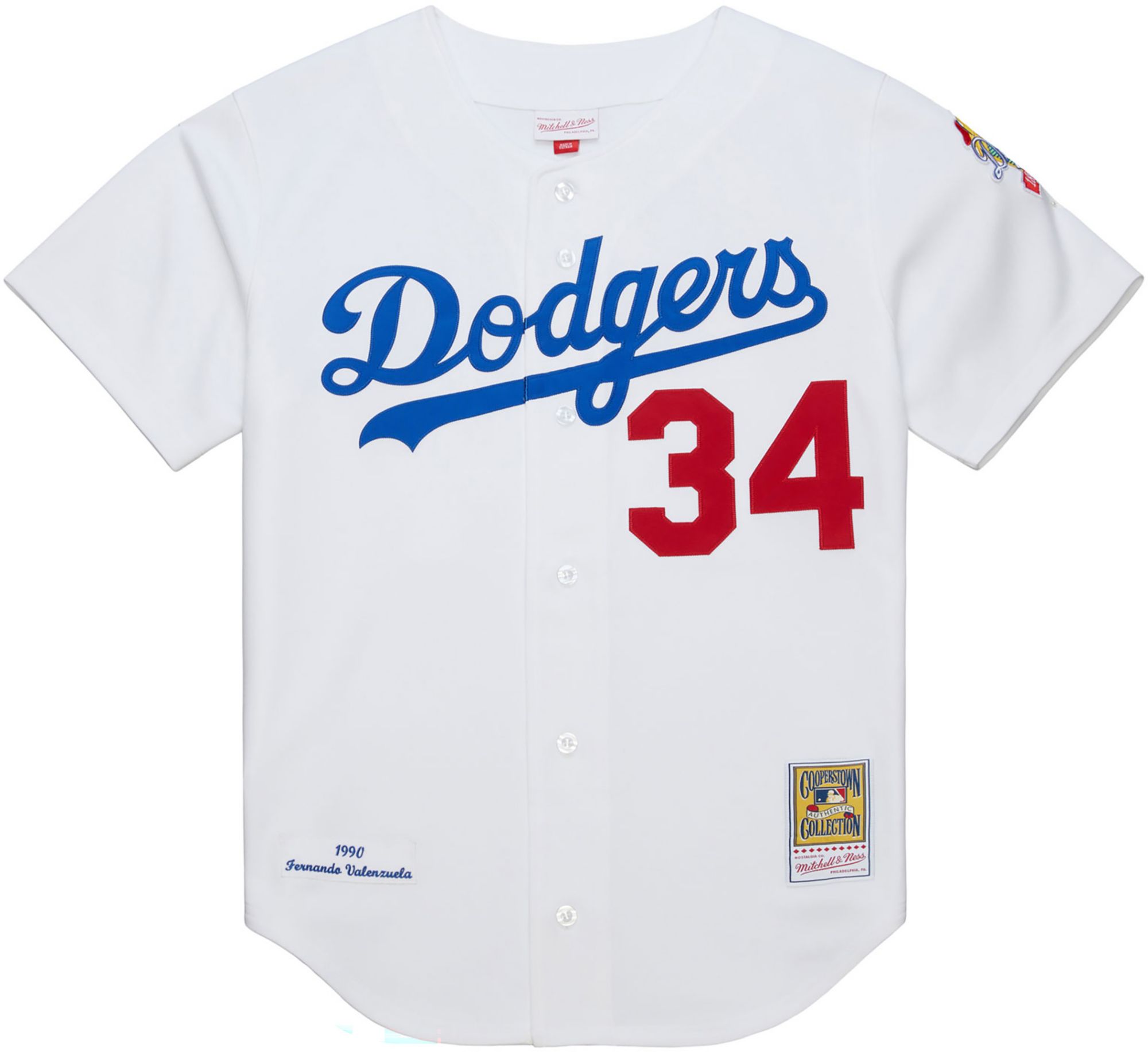 Mitchell & Ness Men's Los Angeles Dodgers White Fernando Valenzuela #34 Cooperstown Authentic Jersey product image