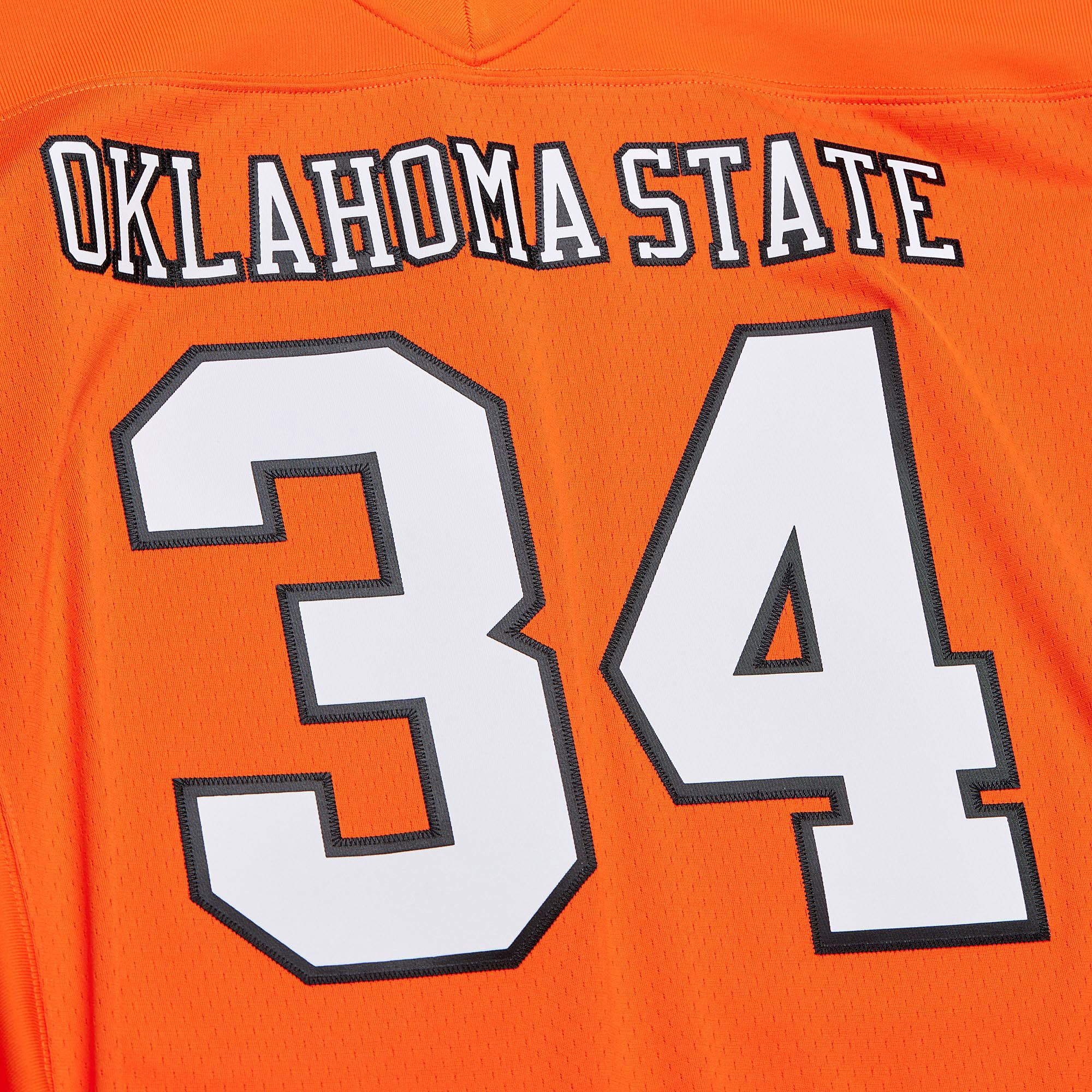 Mitchell & Ness Men's Oklahoma State Cowboys Thurman Thomas #34 Orange 1987 Replica Authentic Throwback Football Jersey product image