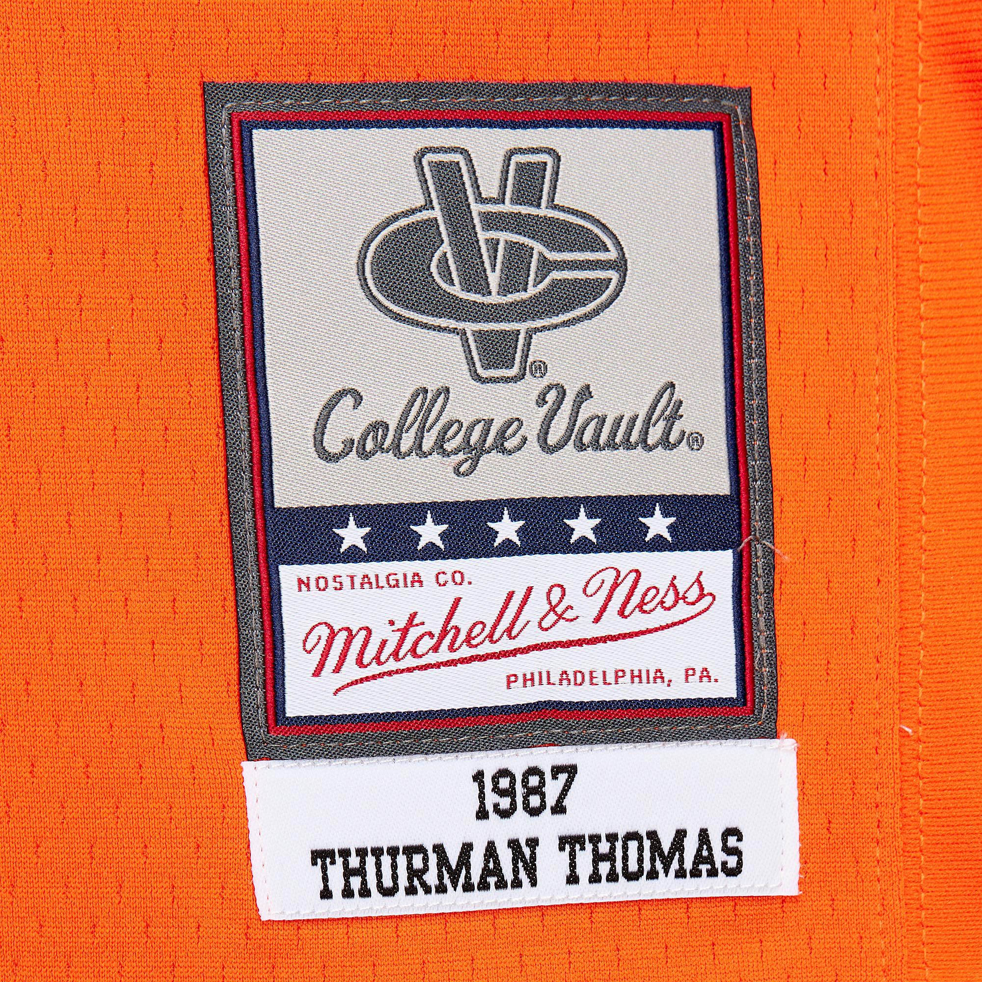 Mitchell & Ness Men's Oklahoma State Cowboys Thurman Thomas #34 Orange 1987 Replica Authentic Throwback Football Jersey product image