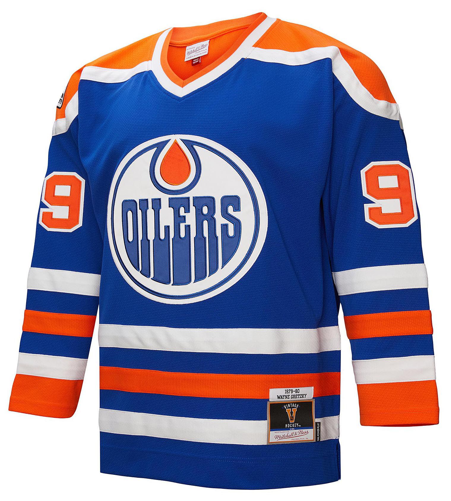 Mitchell & Ness Men's Edmonton Oilers Wayne Gretzky #99 1979 Blue Power Play Vintage Replica Jersey product image