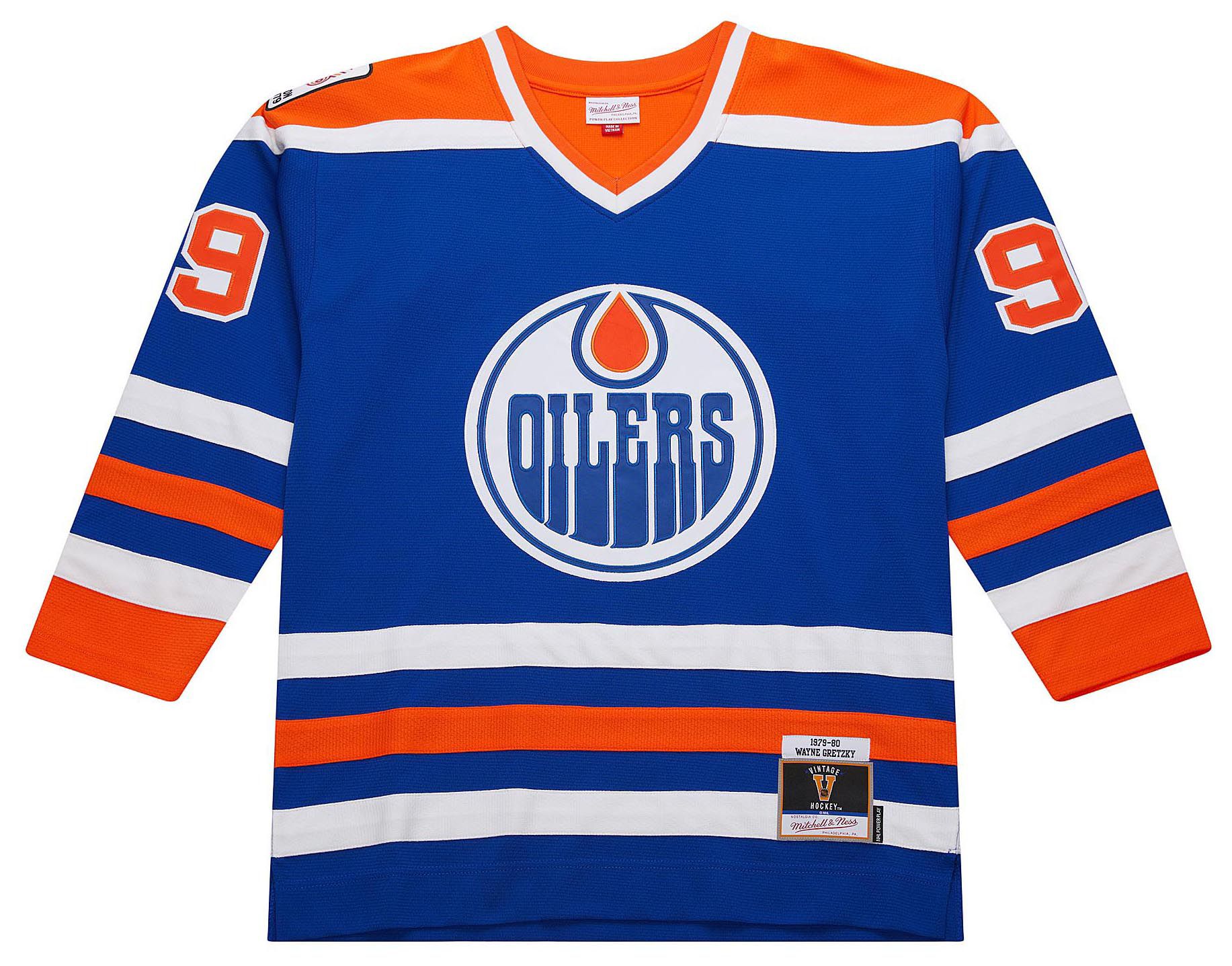 Mitchell & Ness Men's Edmonton Oilers Wayne Gretzky #99 1979 Blue Power Play Vintage Replica Jersey product image