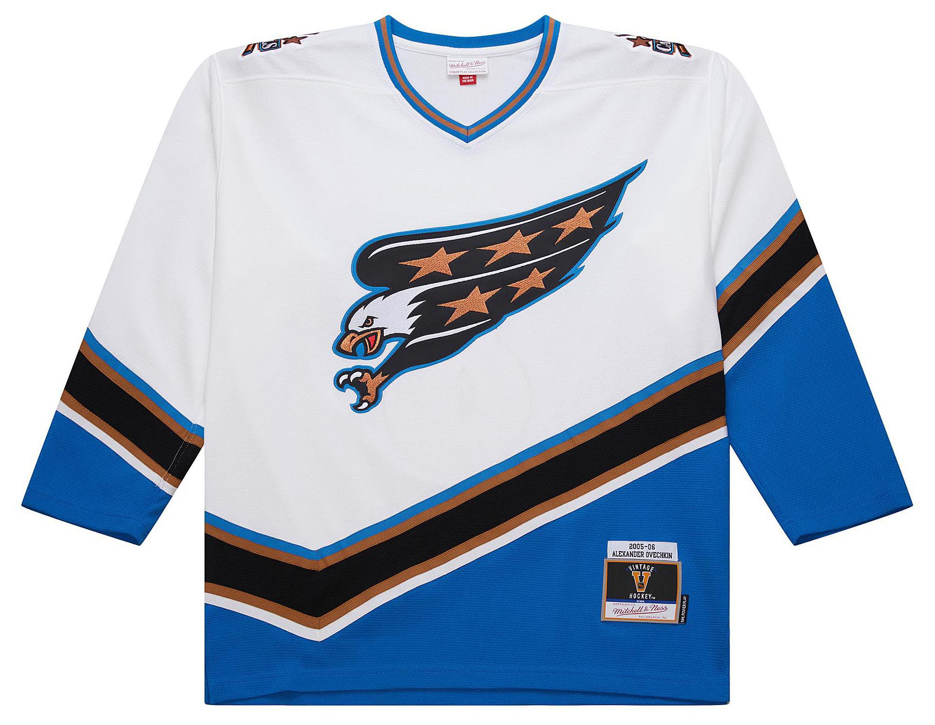 Mitchell & Ness Men's Washington Capitals Alex Ovechkin #8 2005 White Power Play Vintage Replica Jersey product image