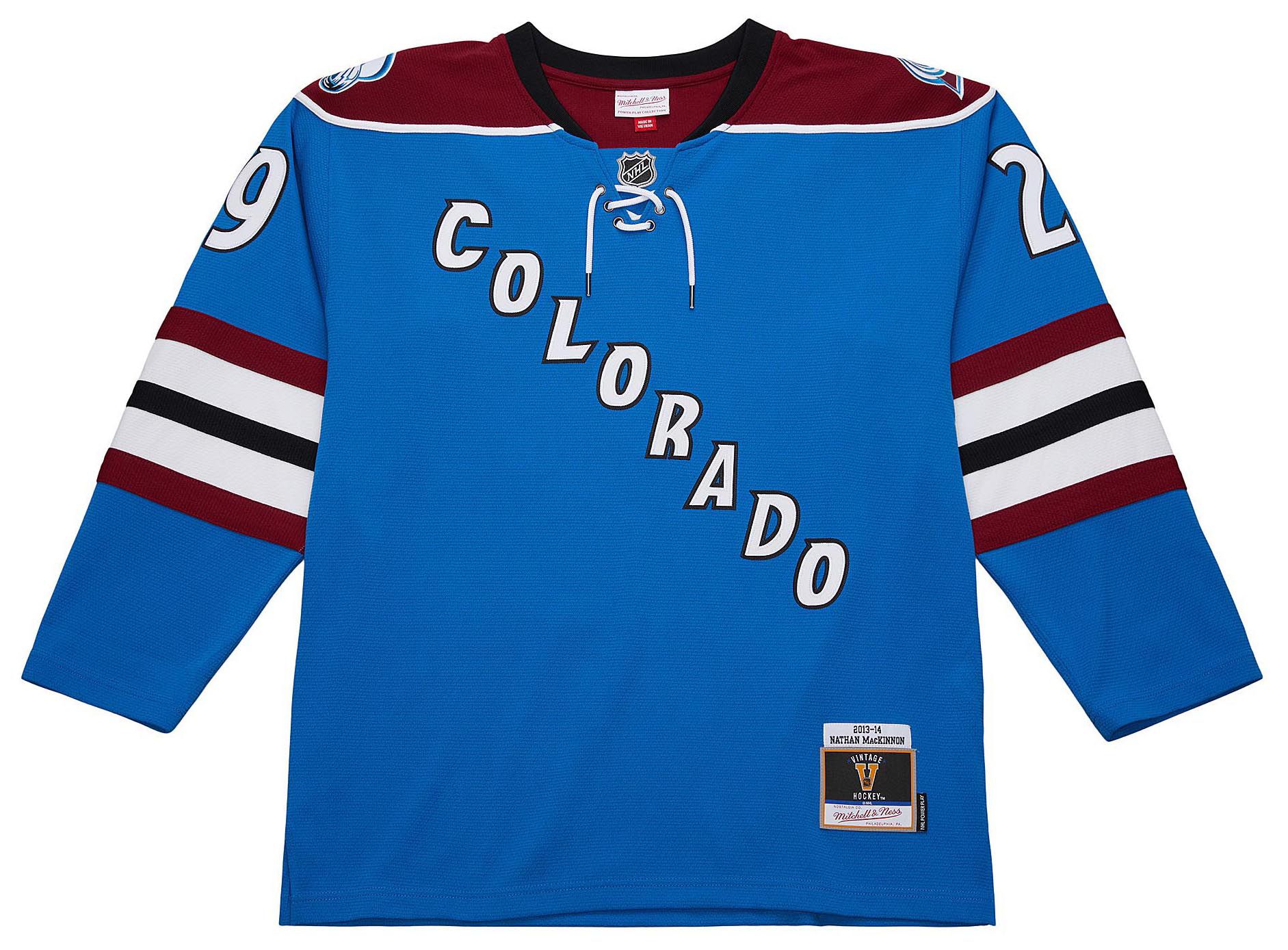 Mitchell & Ness Men's Colorado Avalanche Nathan MacKinnon #29 2013 Blue Power Play Vintage Replica Jersey product image