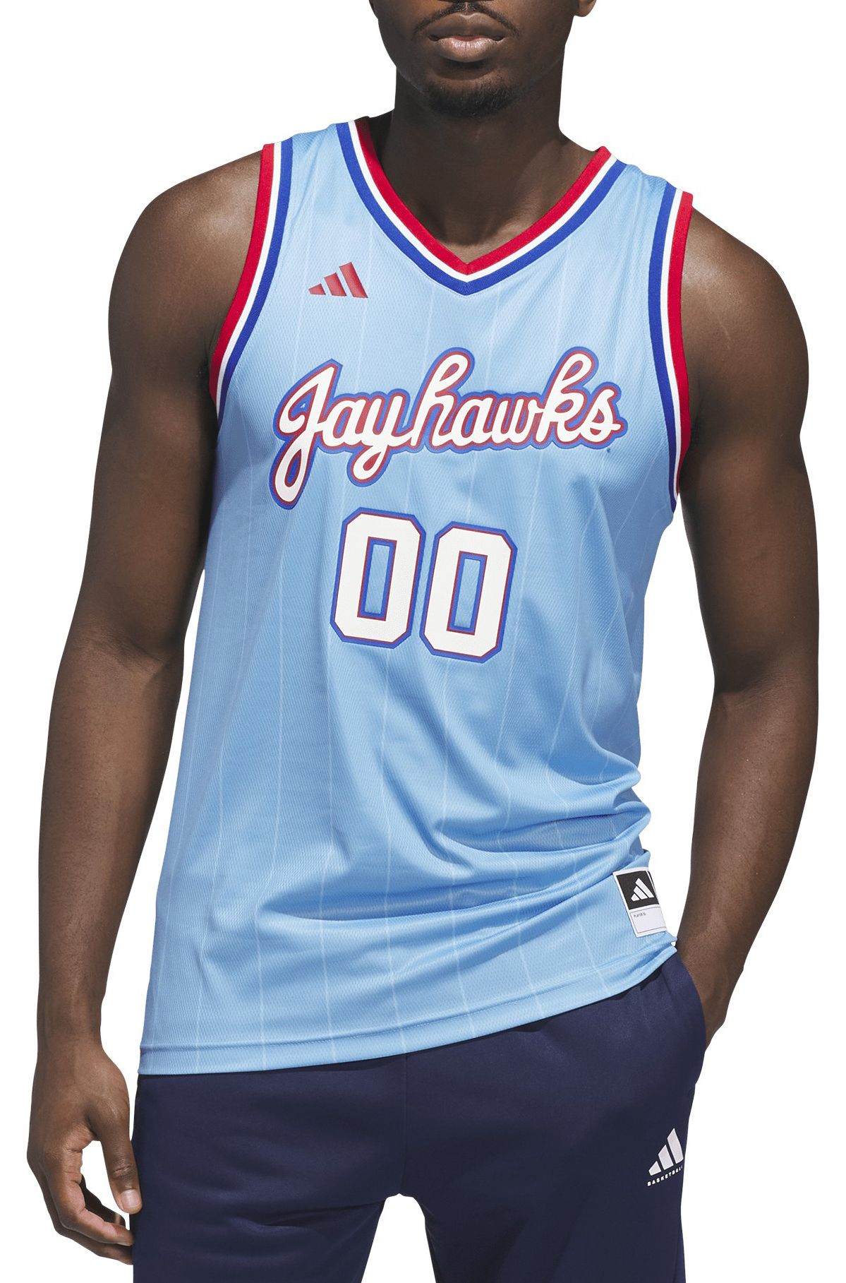 adidas Men's Kansas Jayhawks Light Blue Swingman Basketball Jersey product image
