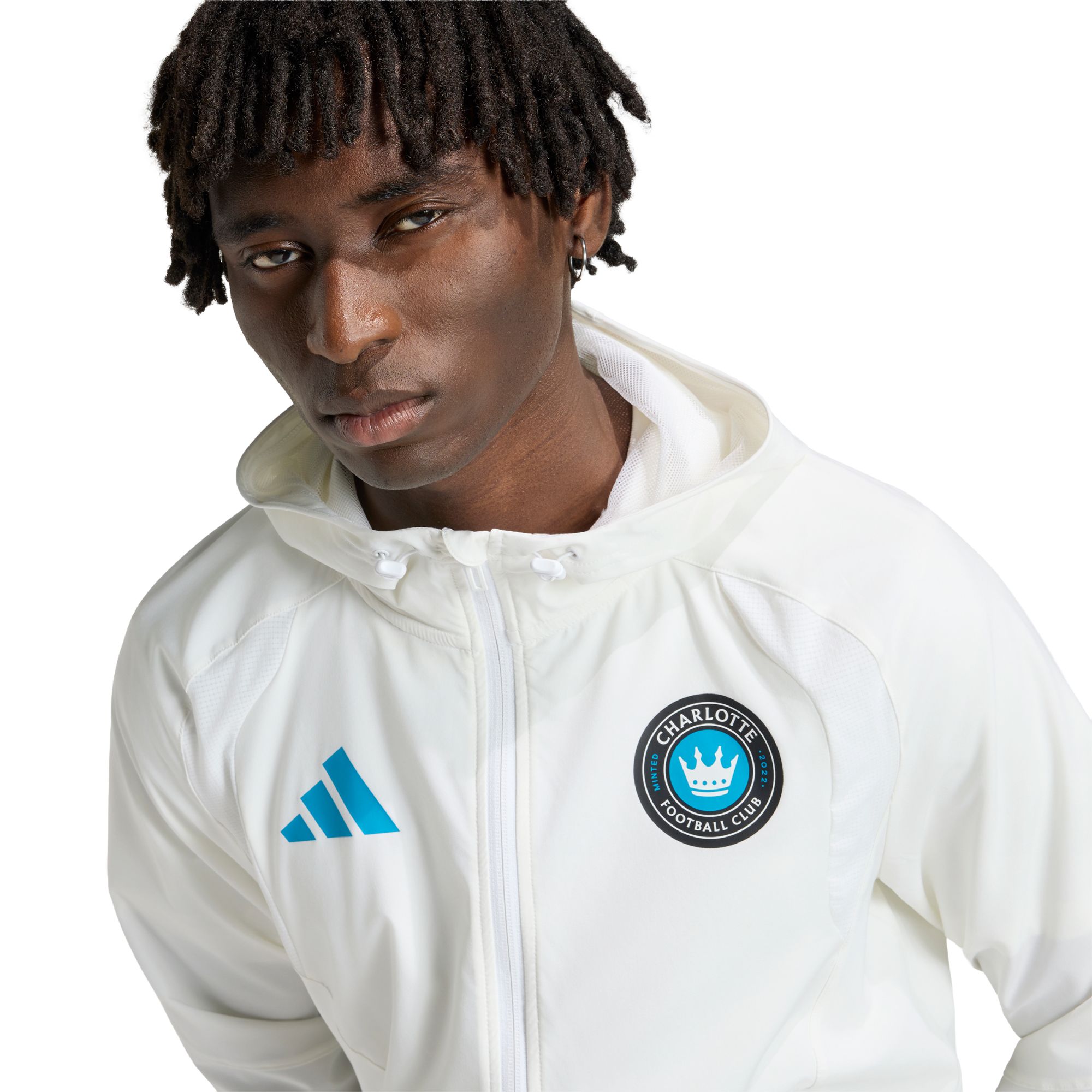adidas Adult Charlotte FC White 2026 Home Travel Full-Zip Jacket product image