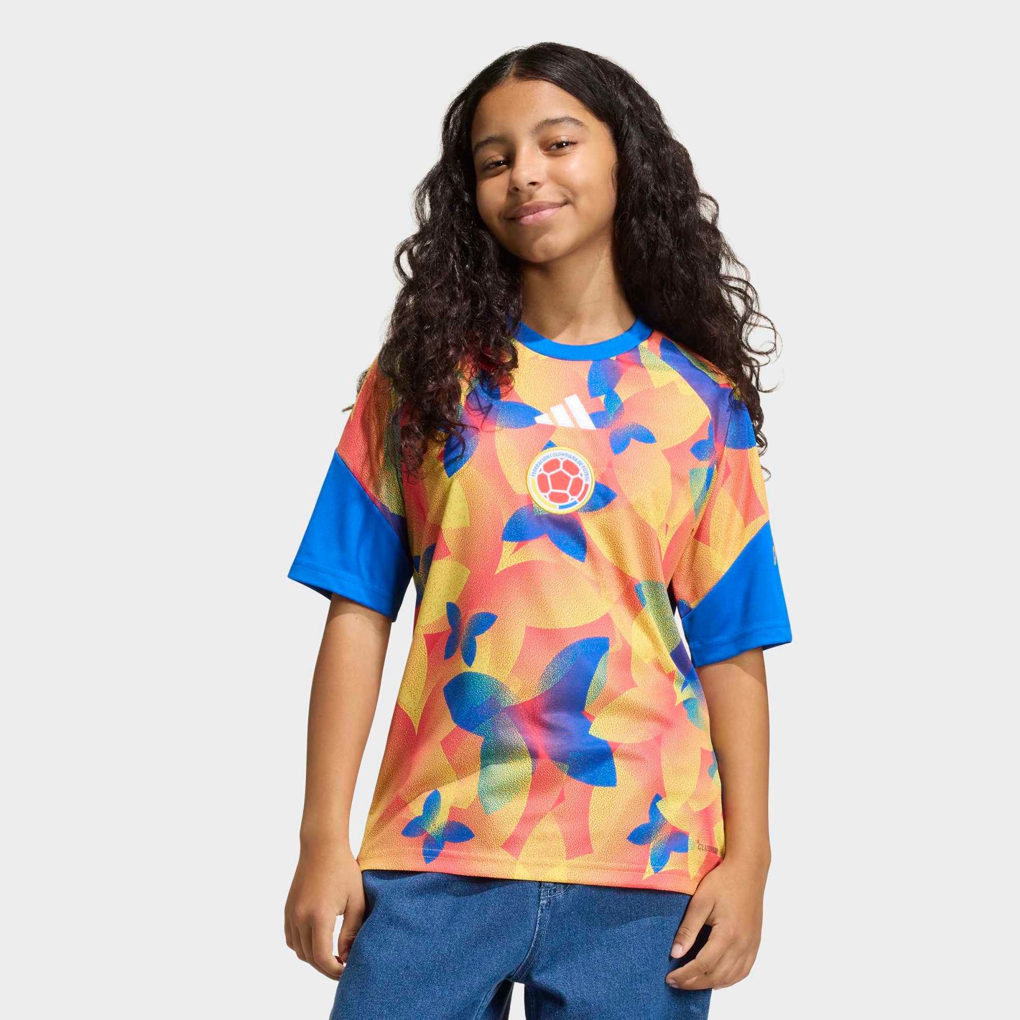 adidas Youth Colombia Glory Blue 2026 Home Prematch Jersey product image