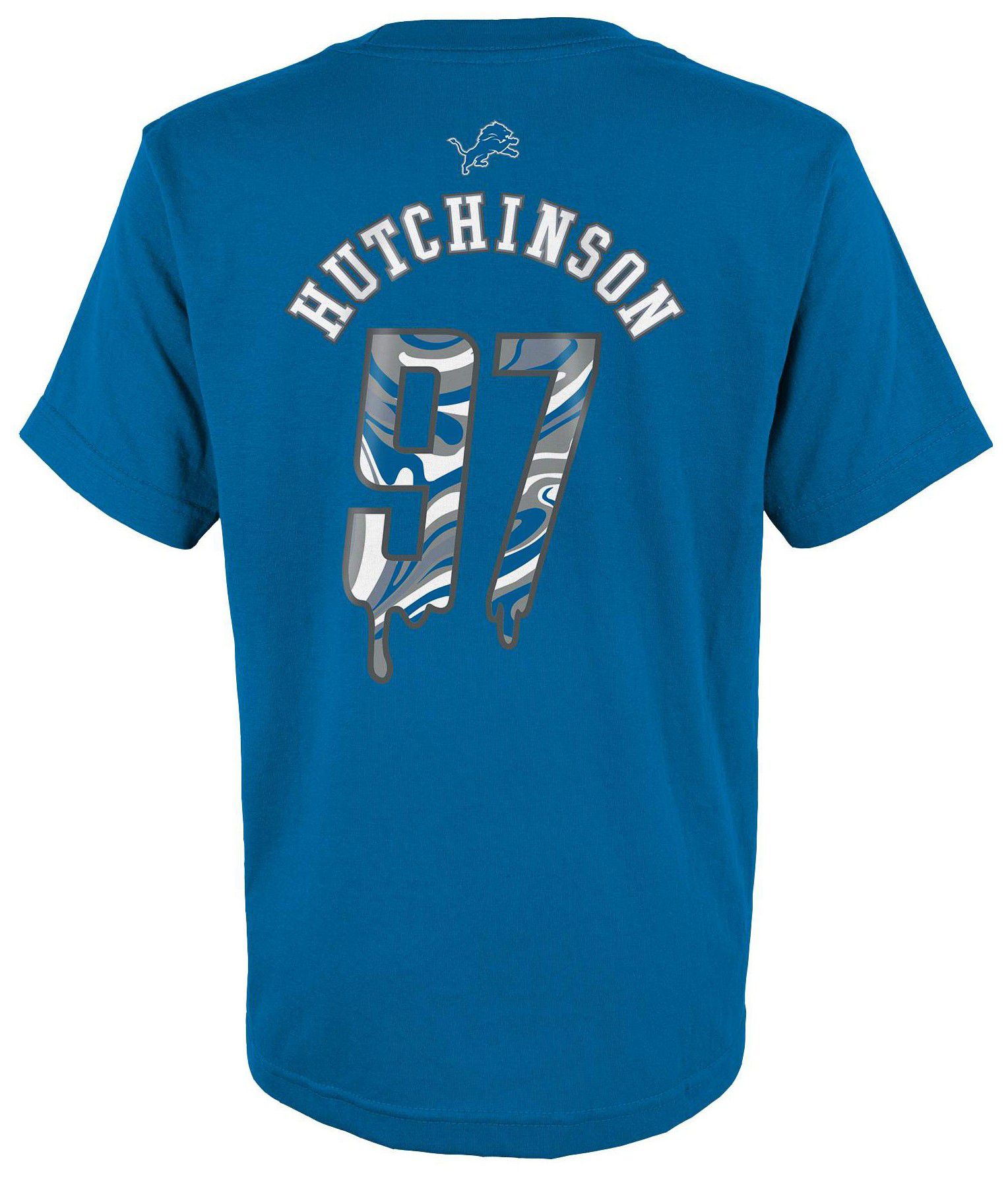 NFL Team Apparel Youth Detroit Lions Aidan Hutchinson #97 Drip Blue Spark T-Shirt product image