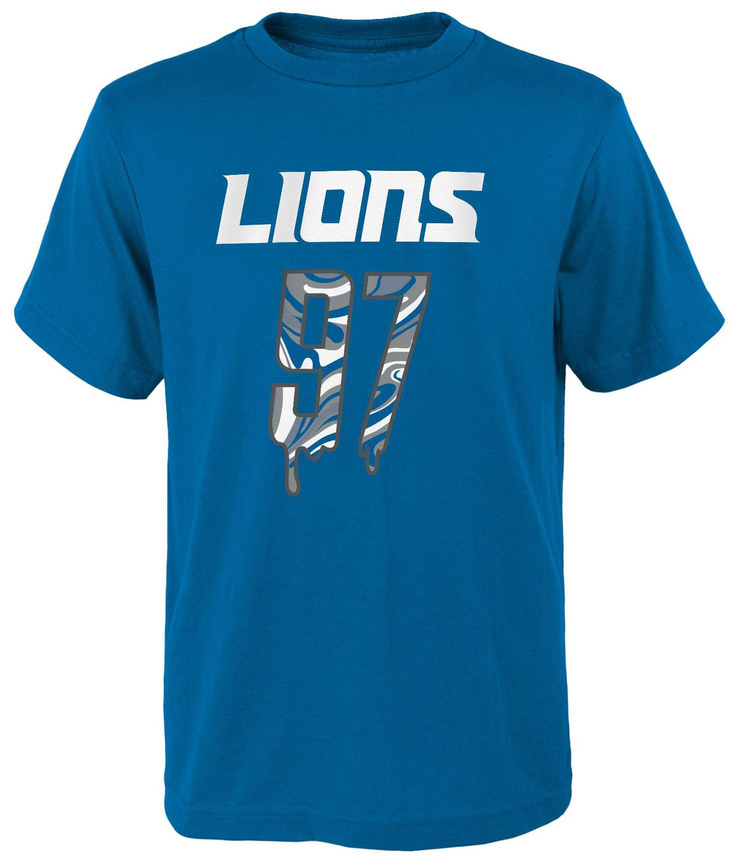 NFL Team Apparel Youth Detroit Lions Aidan Hutchinson #97 Drip Blue Spark T-Shirt product image