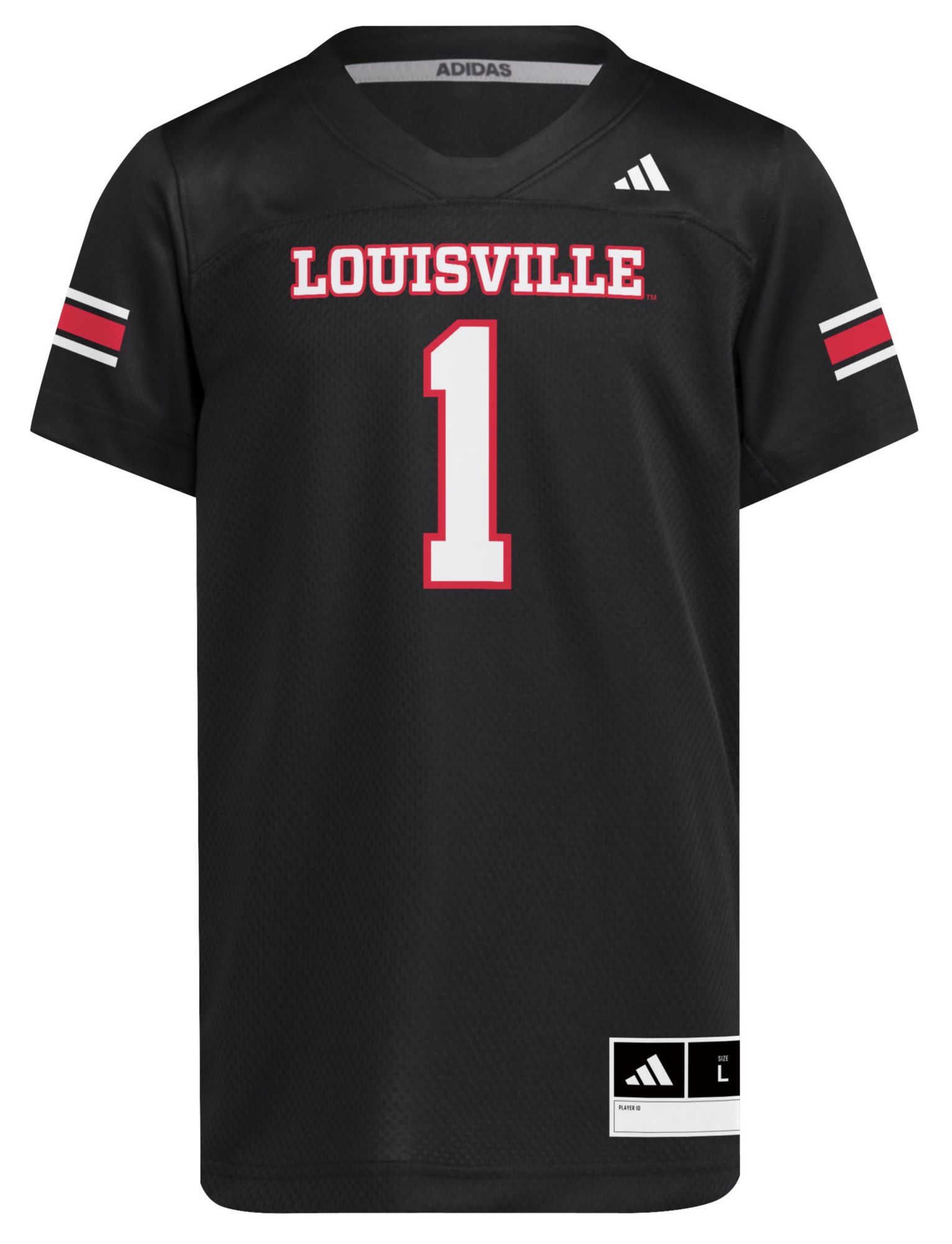 adidas Youth Louisville Cardinals Black Replica Strategy Football Jersey product image