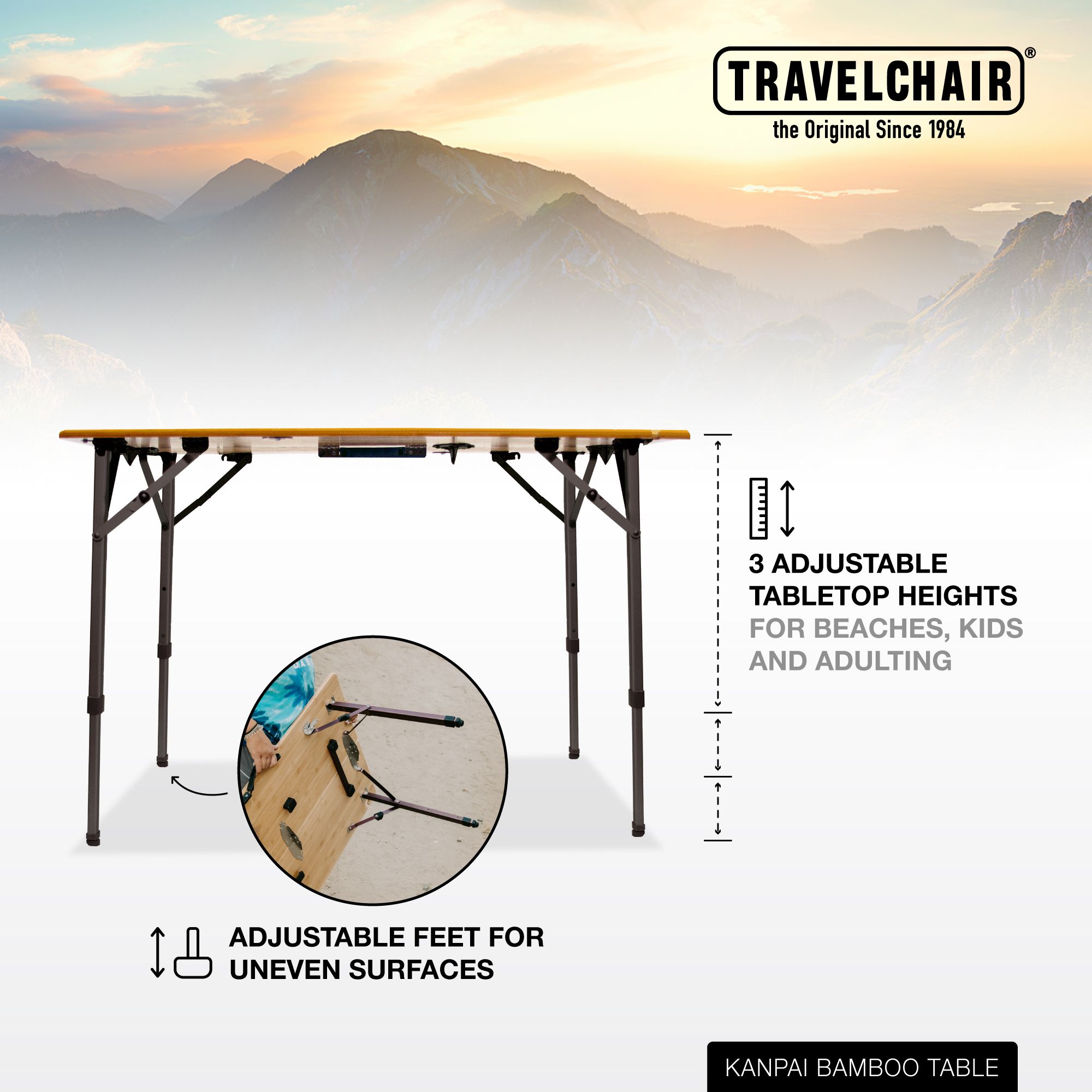 TravelChair Kanpai Bamboo Table