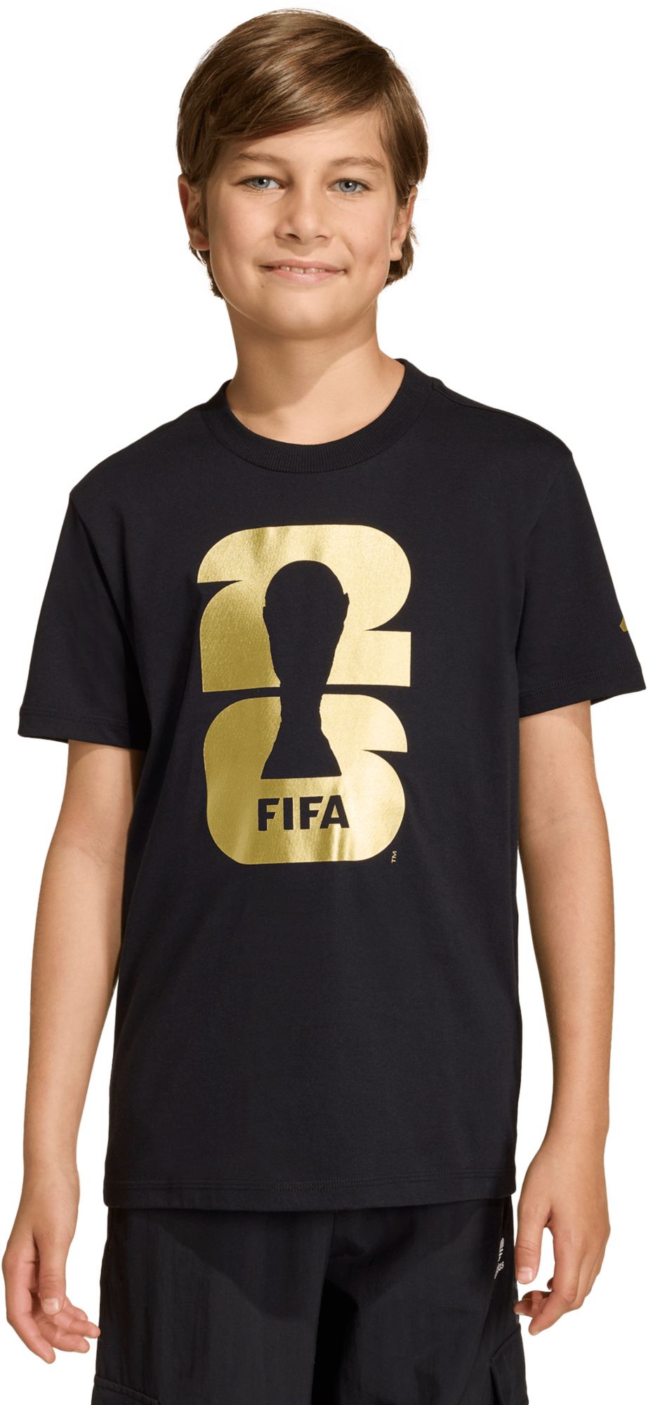 adidas Youth 2026 FIFA World Cup Official Emblem Black T-Shirt product image