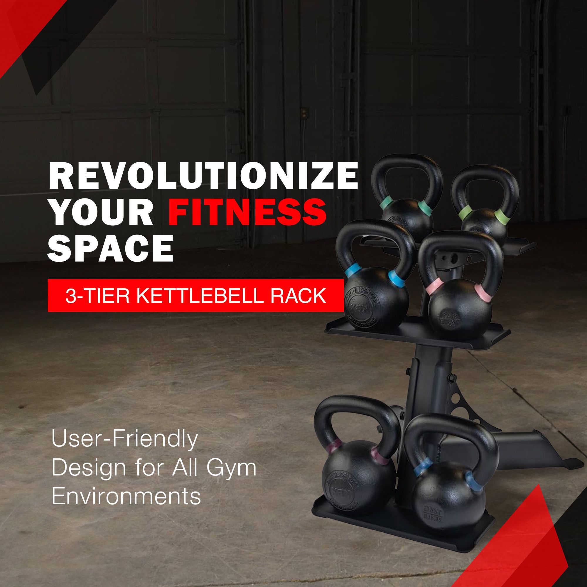 Body-Solid 5-30 lb. Vinyl Kettlebell Set with Rack product image