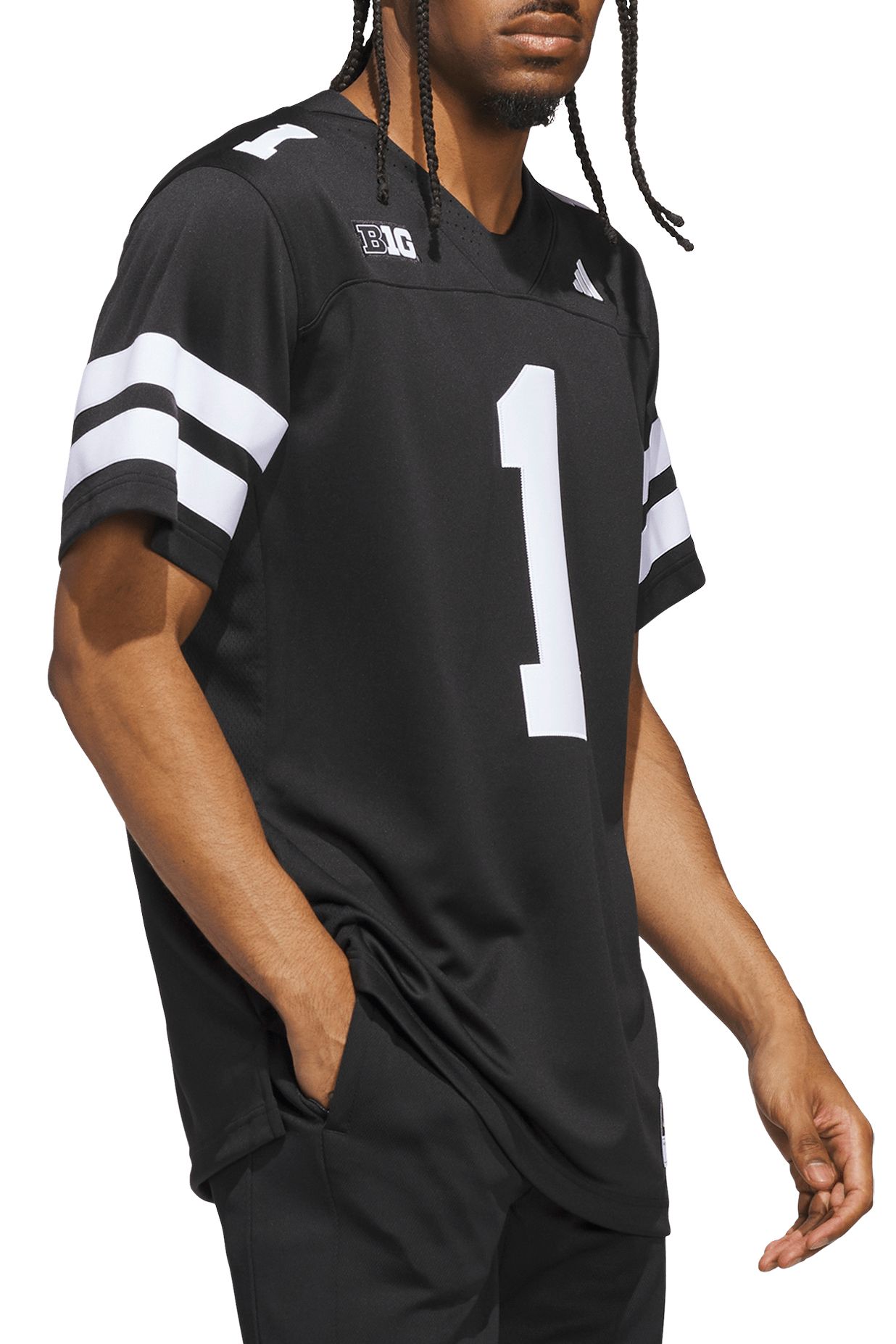 adidas Men's Nebraska Cornhuskers Black Strategy Blackout Alternate Jersey product image