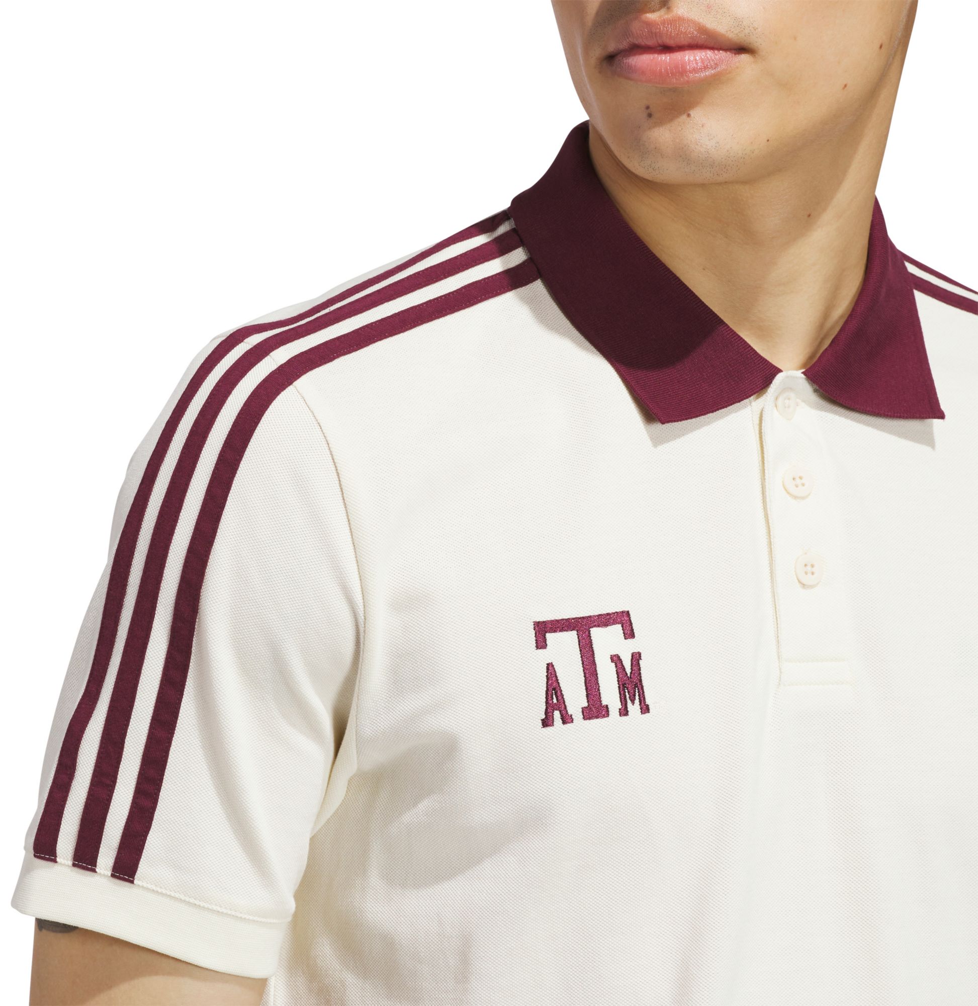 adidas Men's Texas A&M Aggies Cream Trefoil Throwback Polo product image