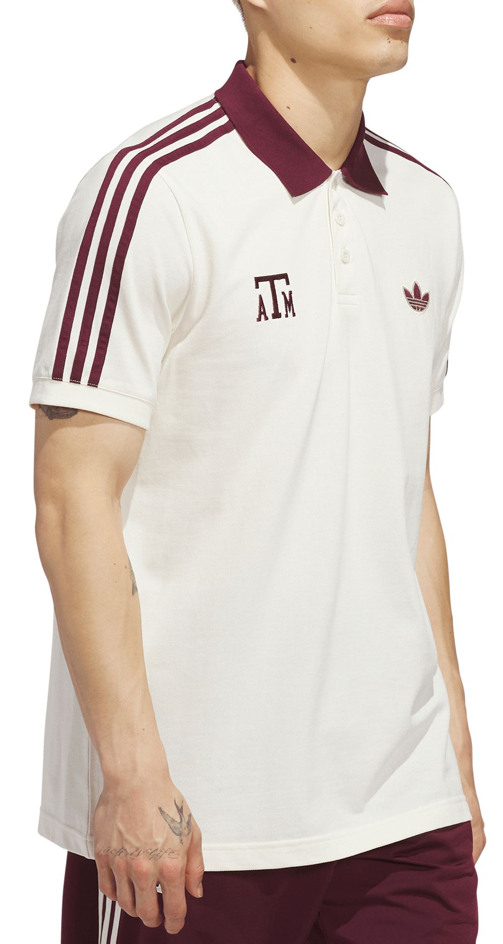 adidas Men's Texas A&M Aggies Cream Trefoil Throwback Polo product image
