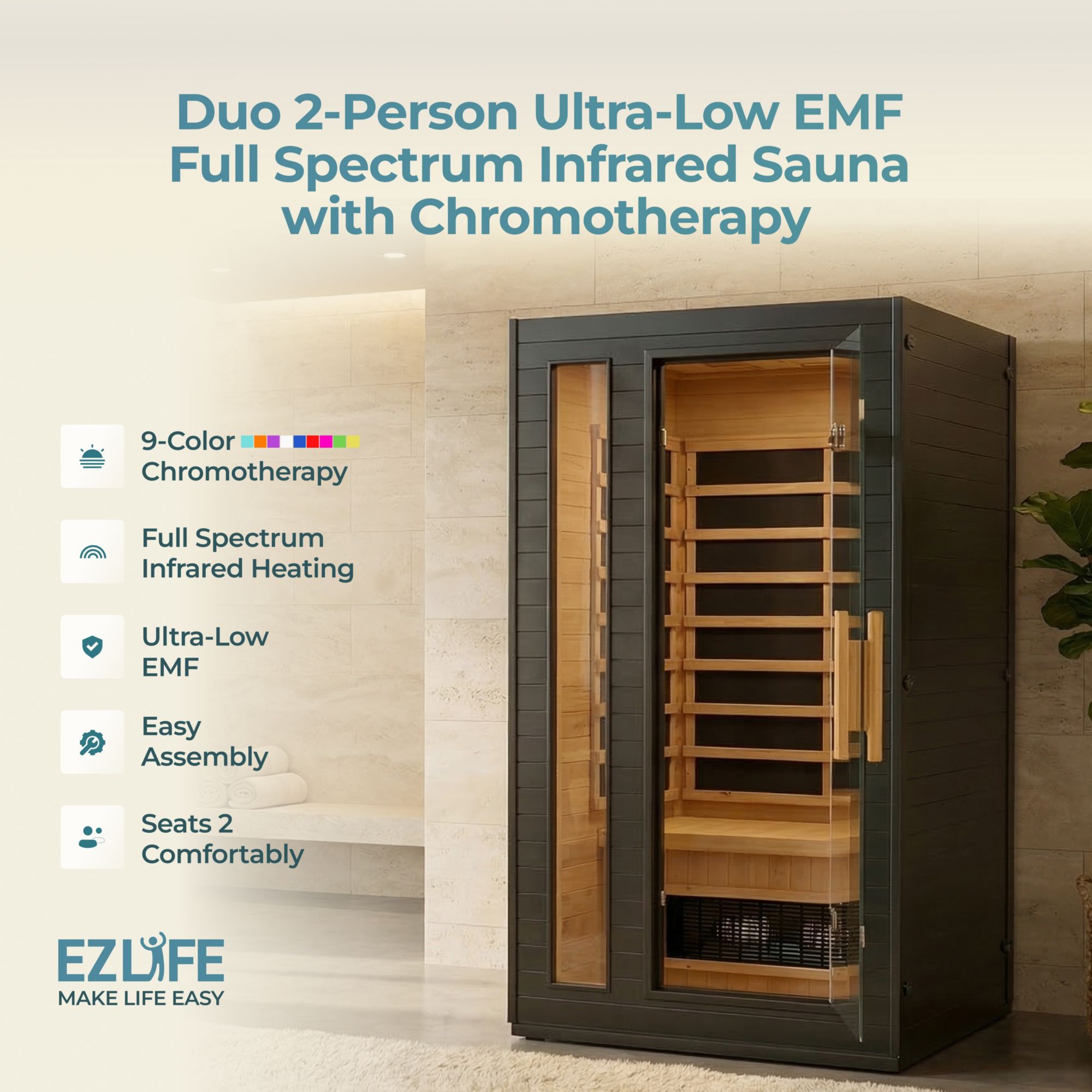 EZlife Duo 2-Person Full Spectrum Sauna product image