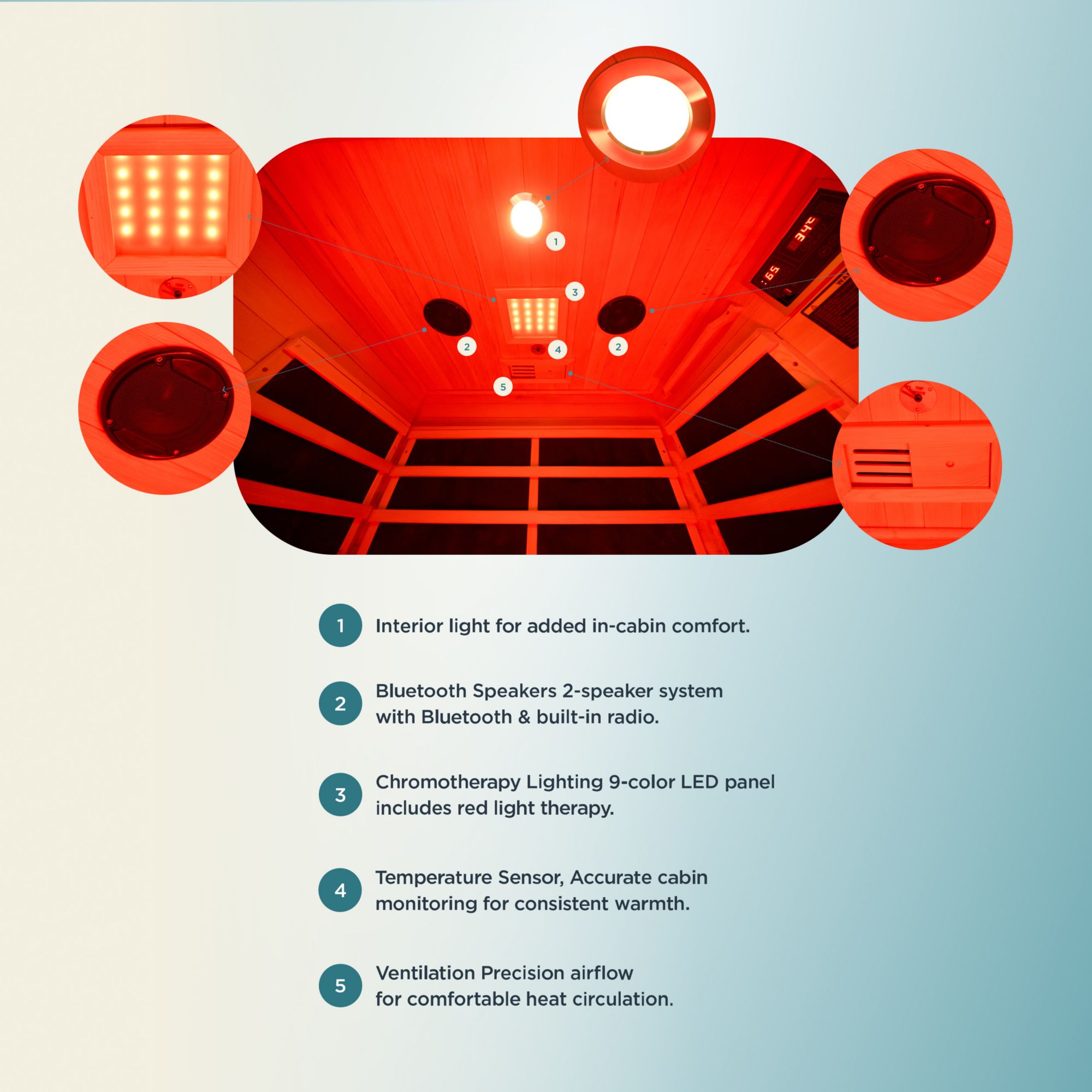 EZlife Duo 2-Person Ultra Low EMF Infrared Sauna with Chromotherapy product image