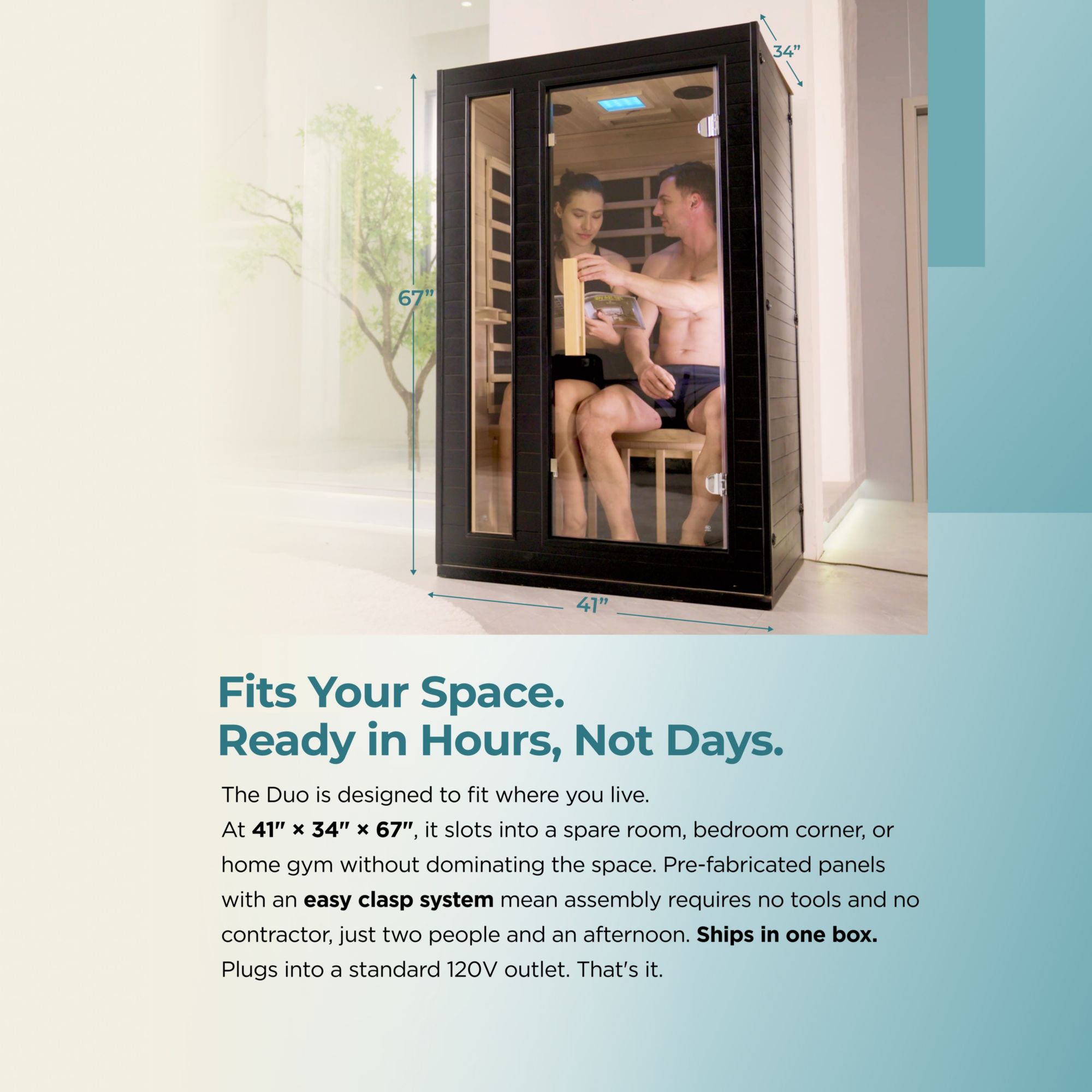 EZlife Duo 2-Person Ultra Low EMF Infrared Sauna with Chromotherapy product image