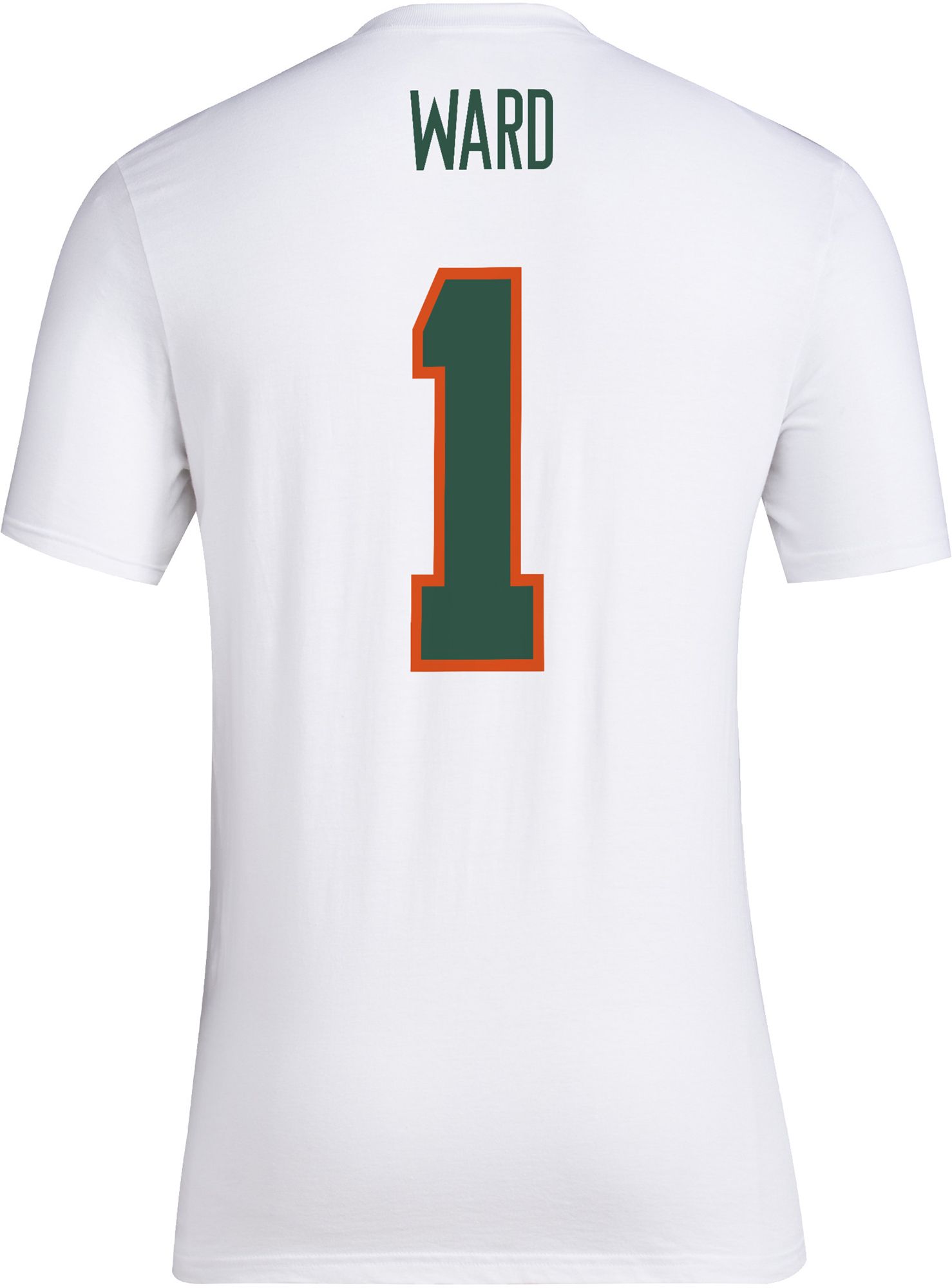 adidas Men's Miami Hurricanes Cam Ward #1 White T-Shirt product image