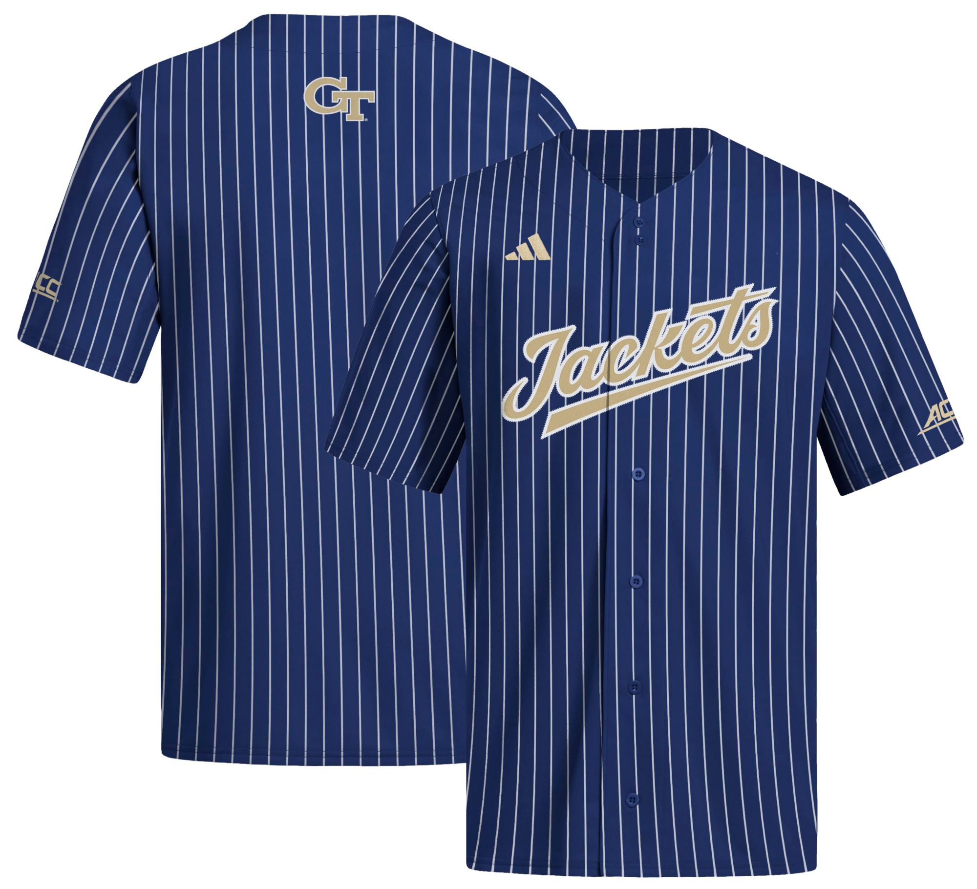 adidas Men's Georgia Tech Yellow Jackets Navy Pinstripe Replica Baseball Jersey product image