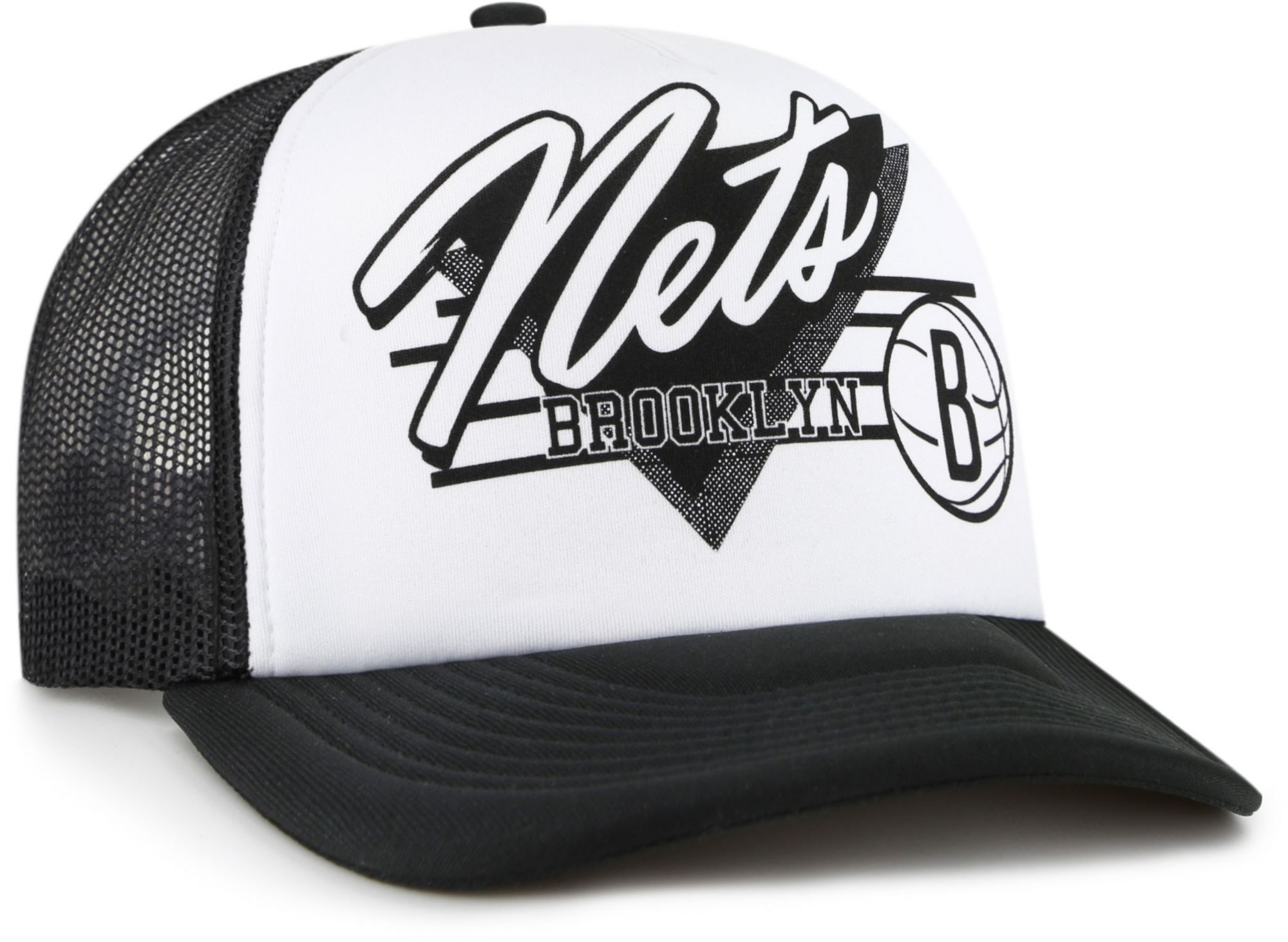 '47 Brand Adult Brooklyn Nets Black Hangout Adjustable Trucker Hat