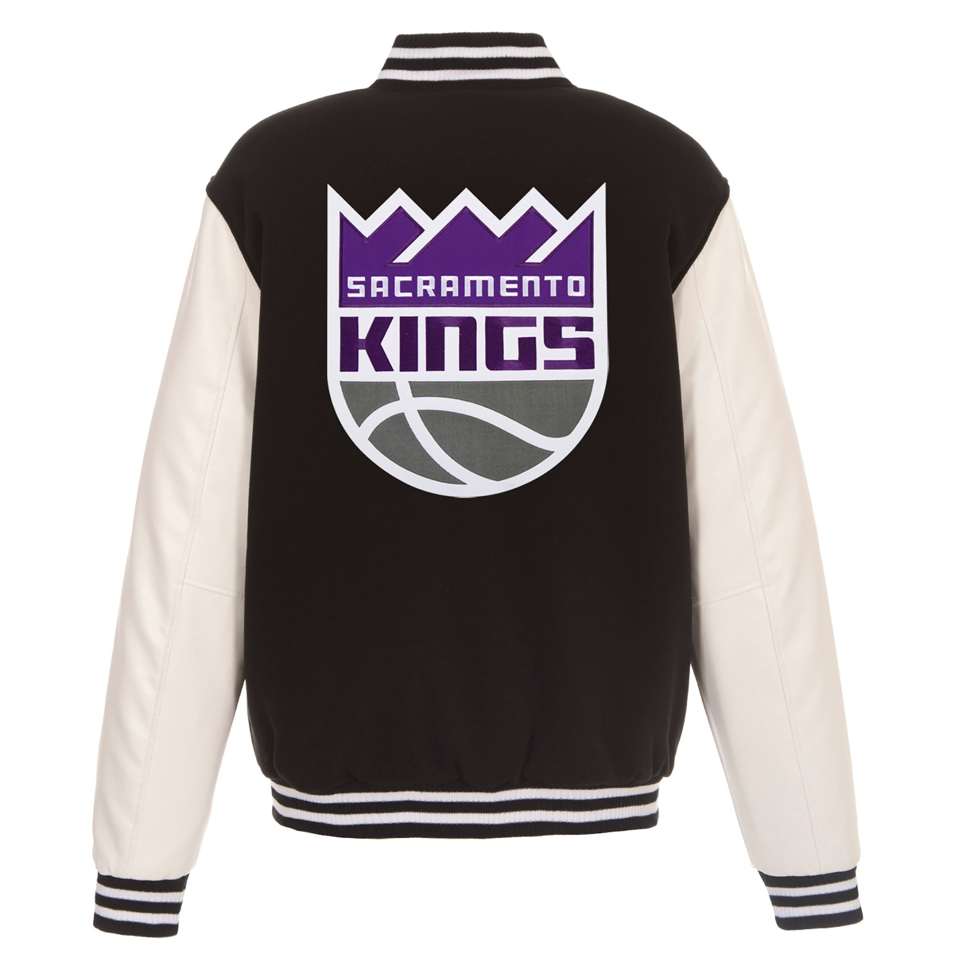 JH Design Men's Sacramento Kings Black Varsity Jacket