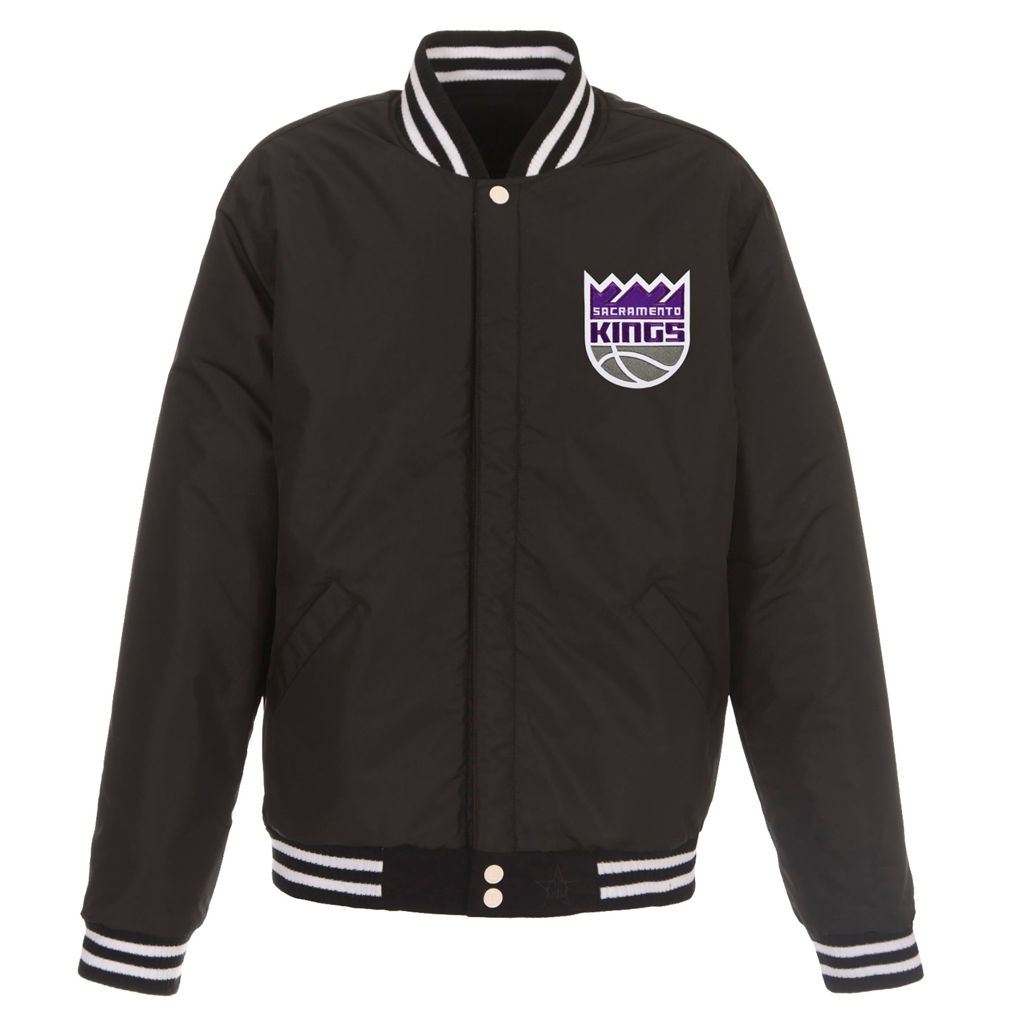 JH Design Men's Sacramento Kings Black Varsity Jacket product image