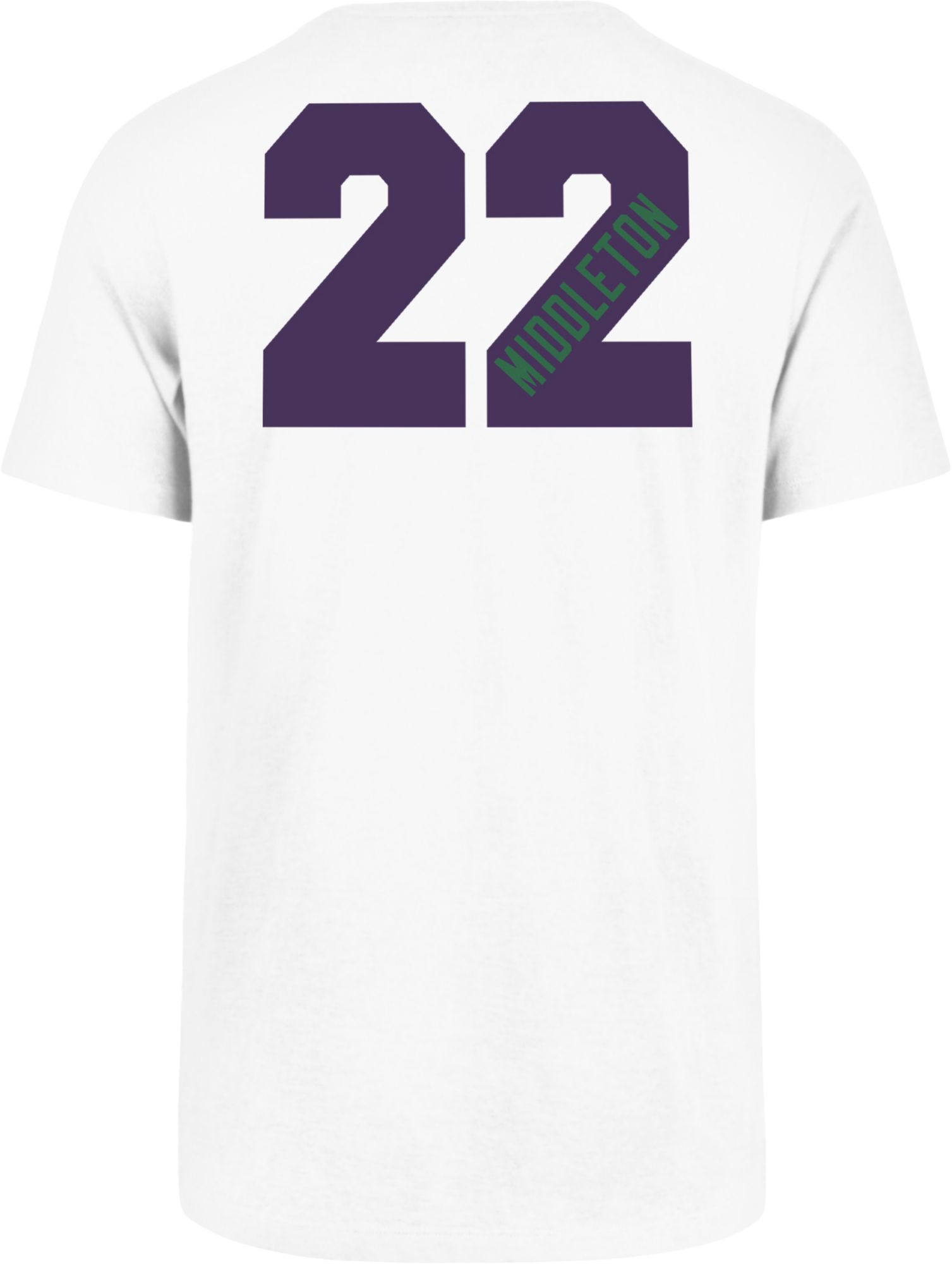 ‘47 Men's Milwaukee Bucks Khris Middleton #22 White T-Shirt