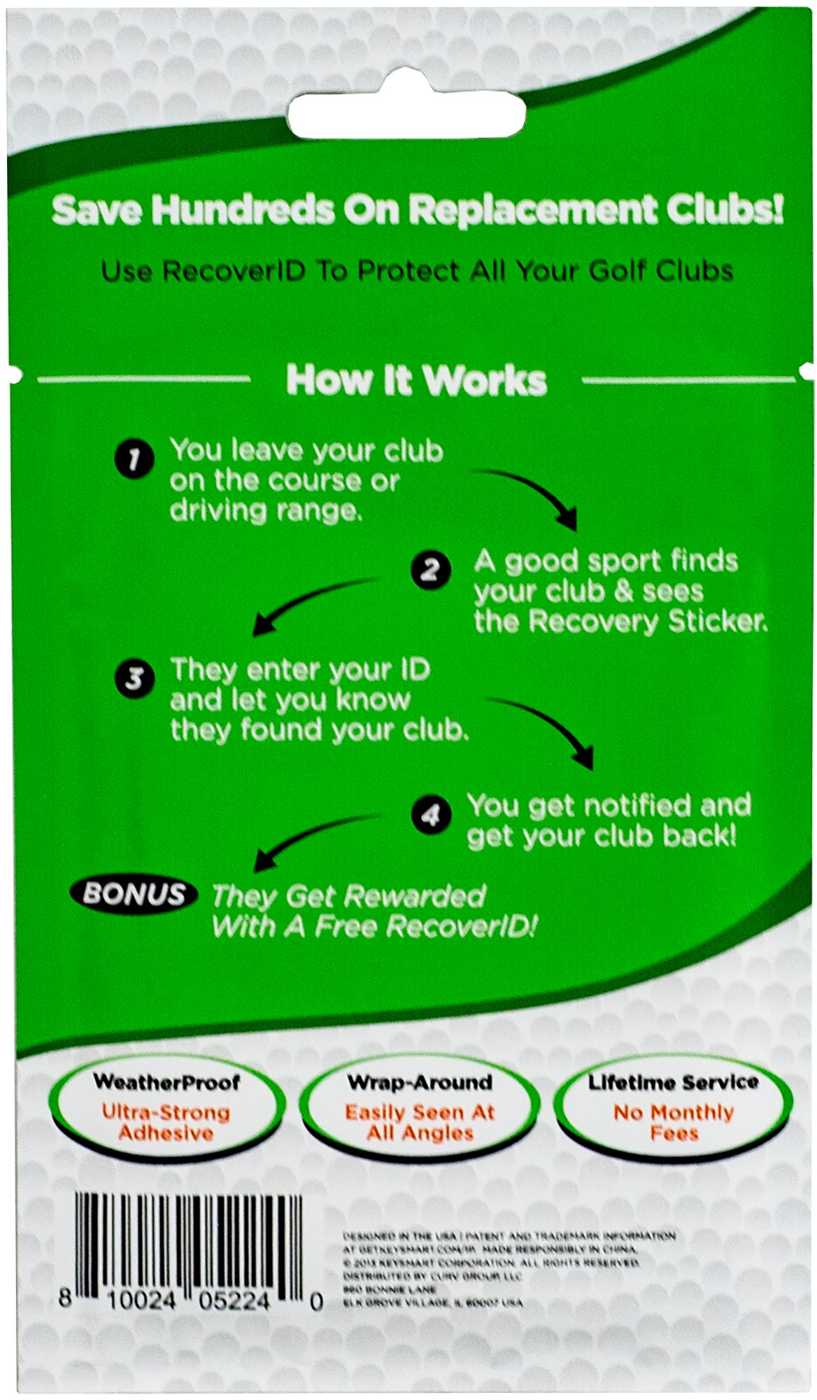 Key Smart Golf Club Recovery Stickers product image