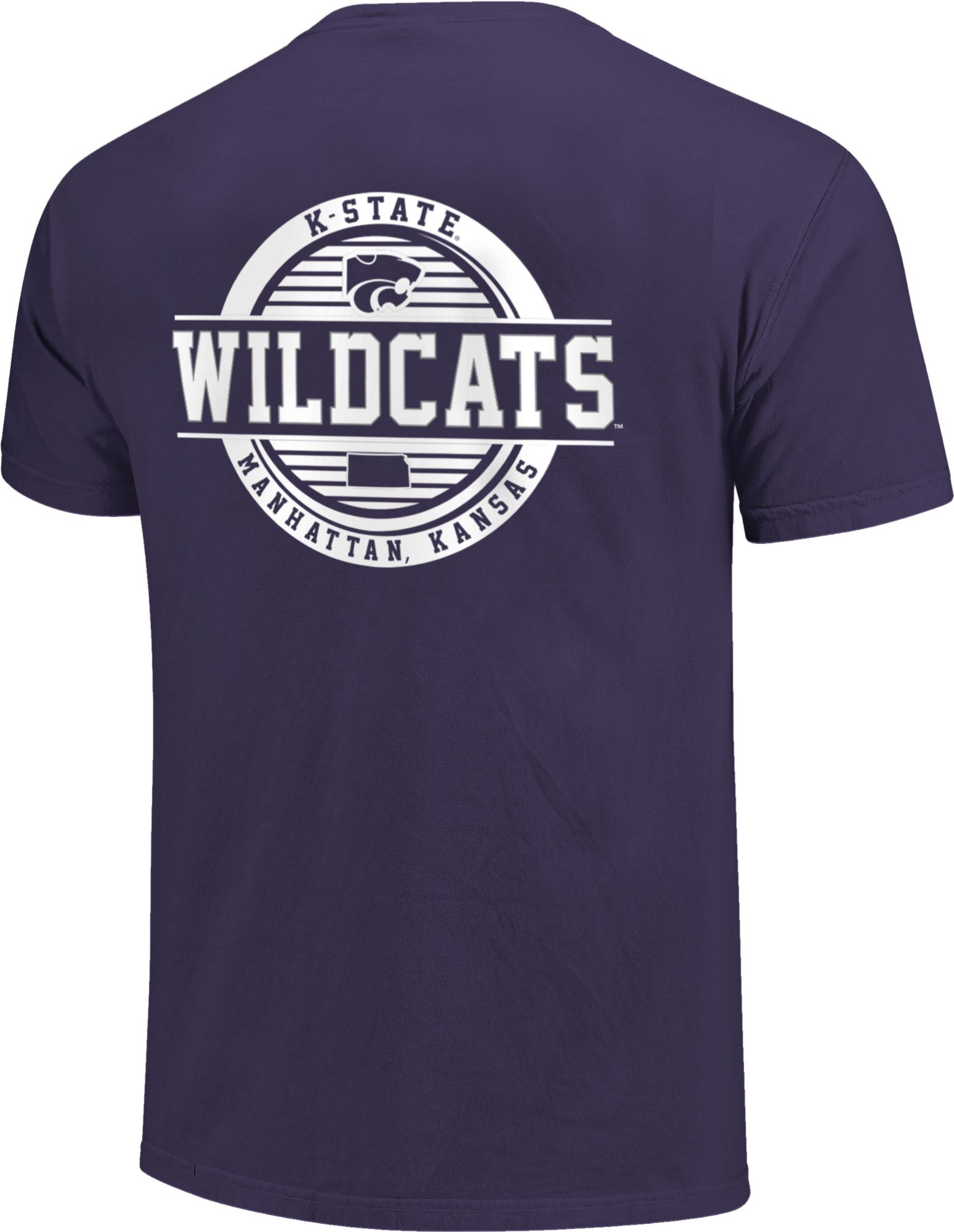 Image One Men's Kansas State Wildcats Purple Striped Stamp T-Shirt