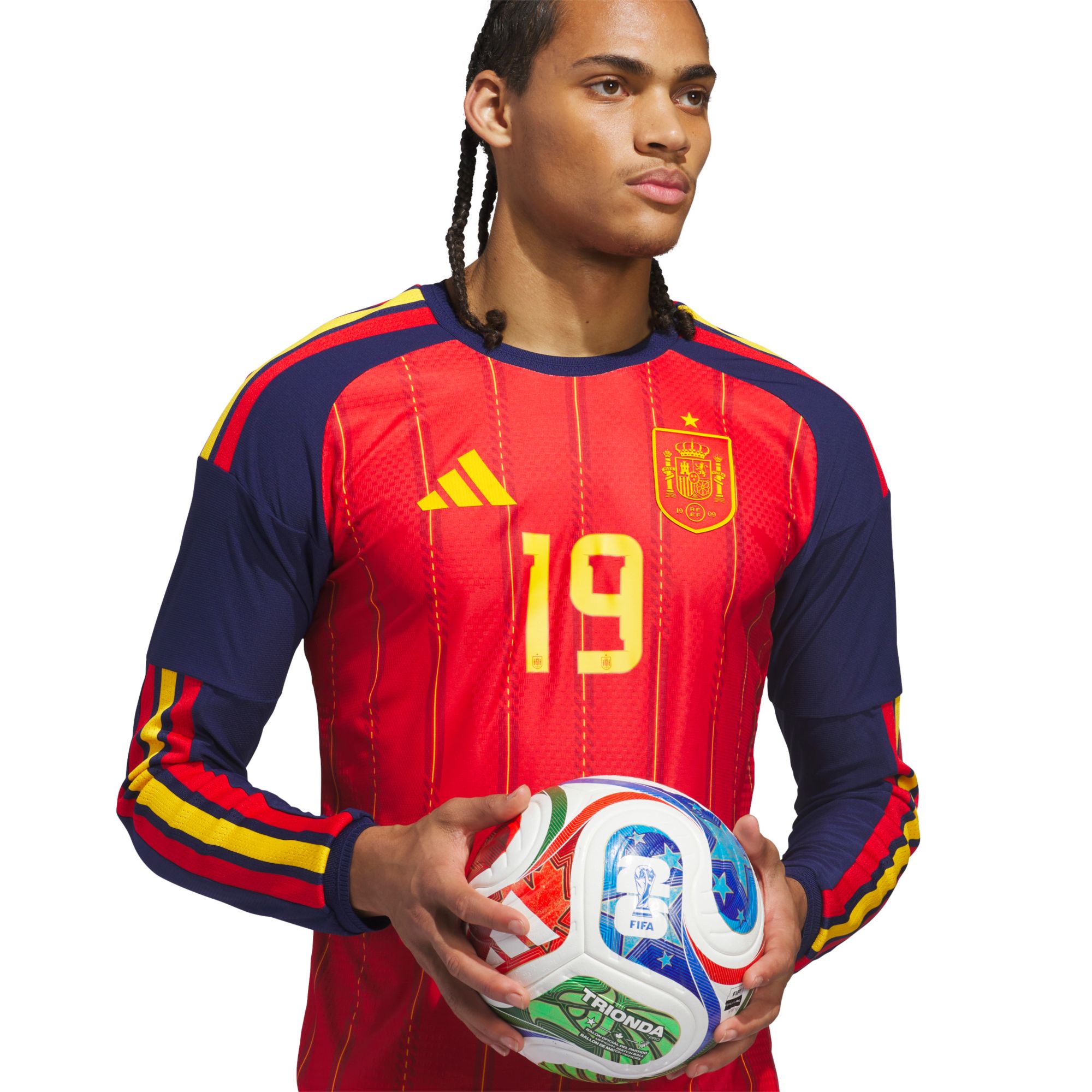 adidas Adult Spain Lamine Yamal #19 Home Authentic Long Sleeve Jersey product image