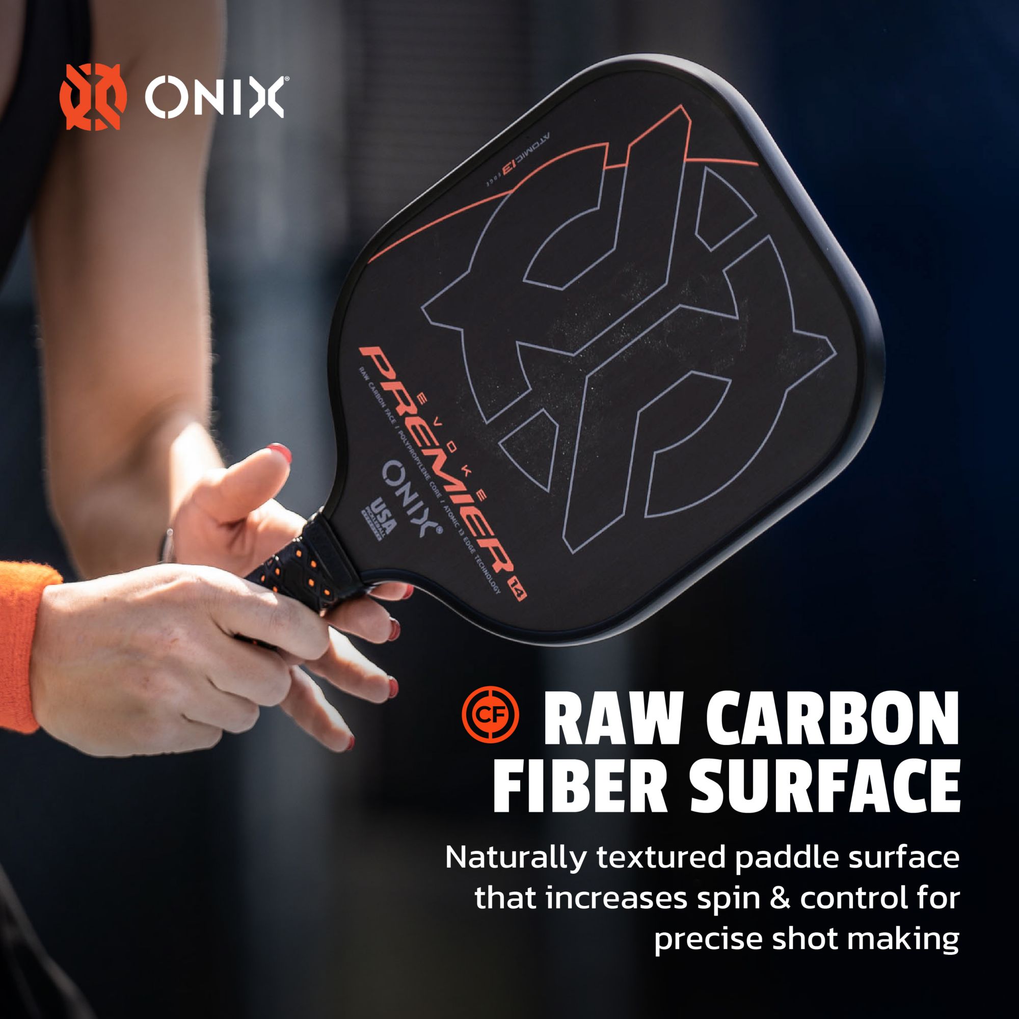 Onix Sports Evoke Premier Raw Carbon 16 mm Pickleball Paddle product image