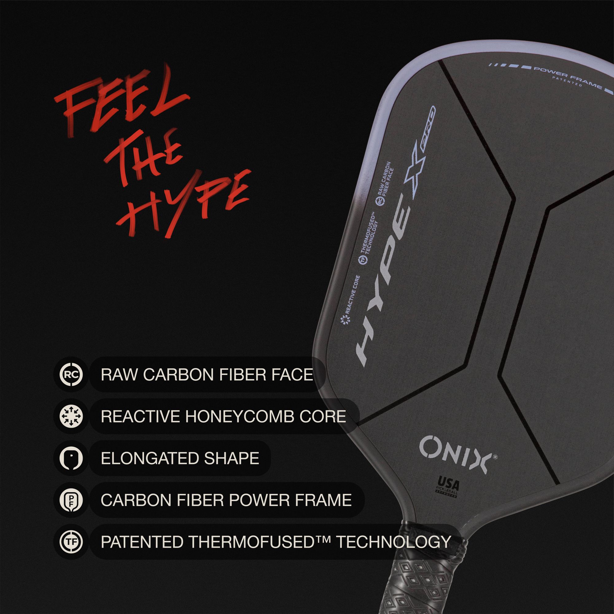 Onix Hype X Pro Raw Carbon 14mm Pickleball Paddle product image