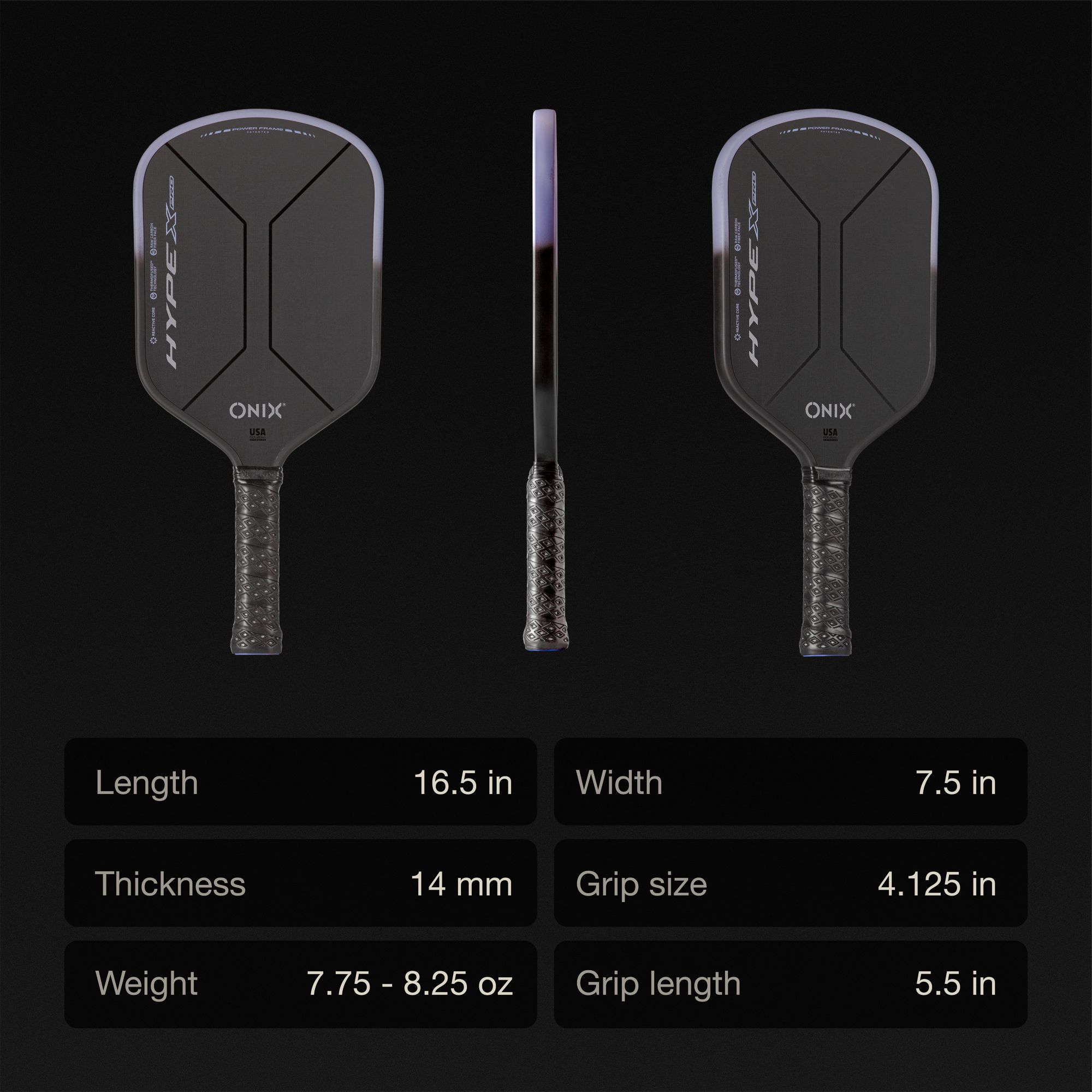 Onix Hype X Pro Raw Carbon 14mm Pickleball Paddle product image