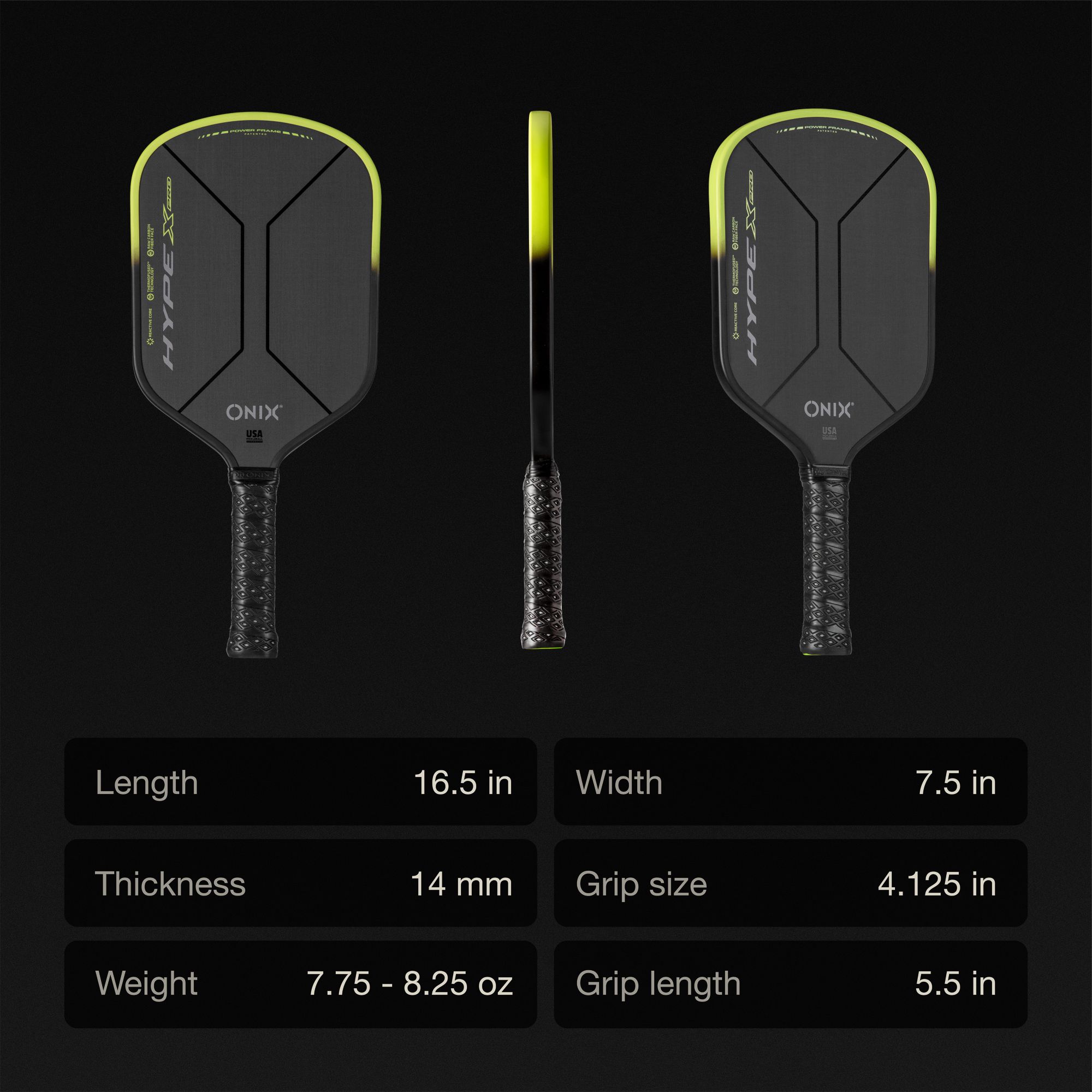Onix Hype X Pro Raw Carbon 14mm Pickleball Paddle product image