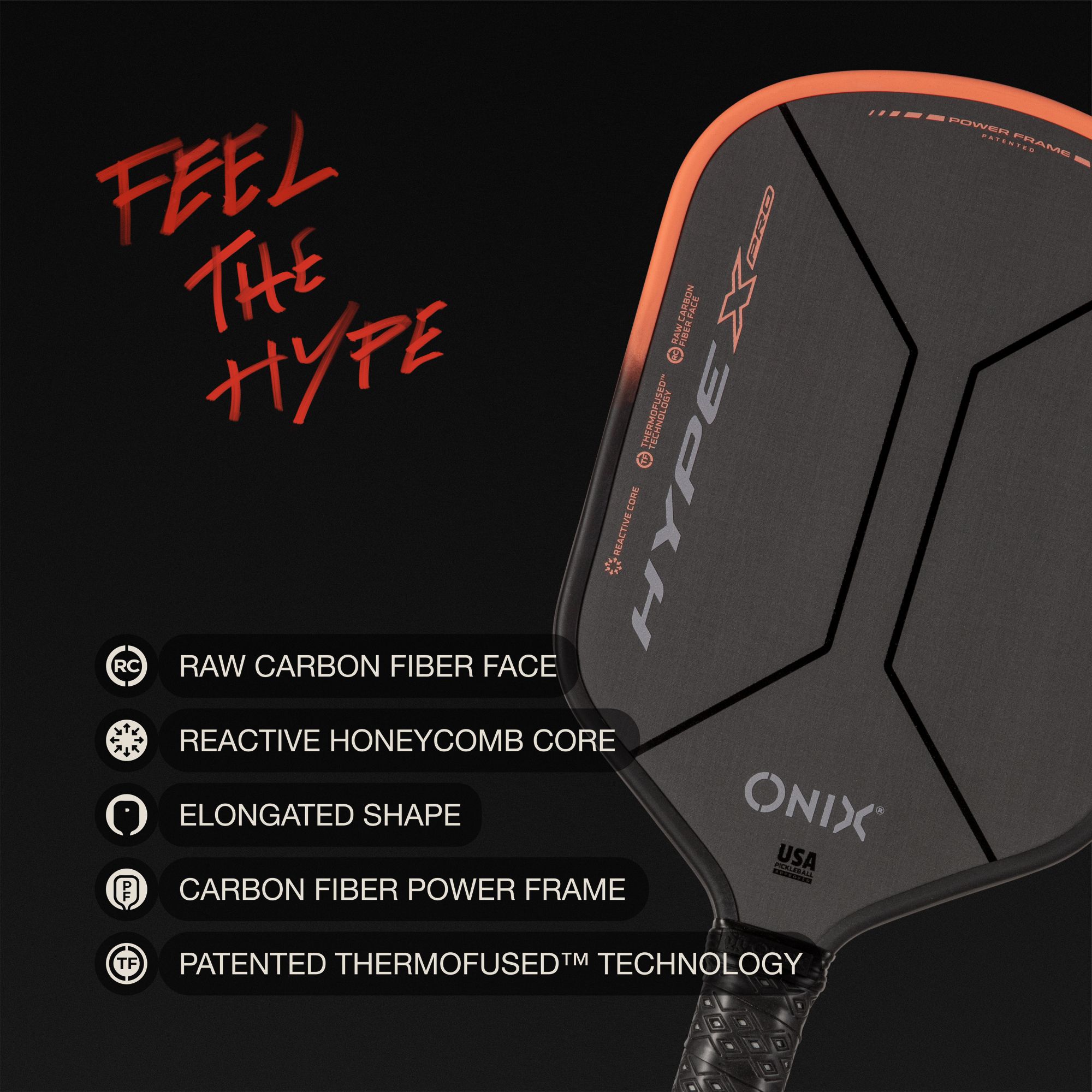 Onix Hype X Pro Raw Carbon 14mm Pickleball Paddle product image