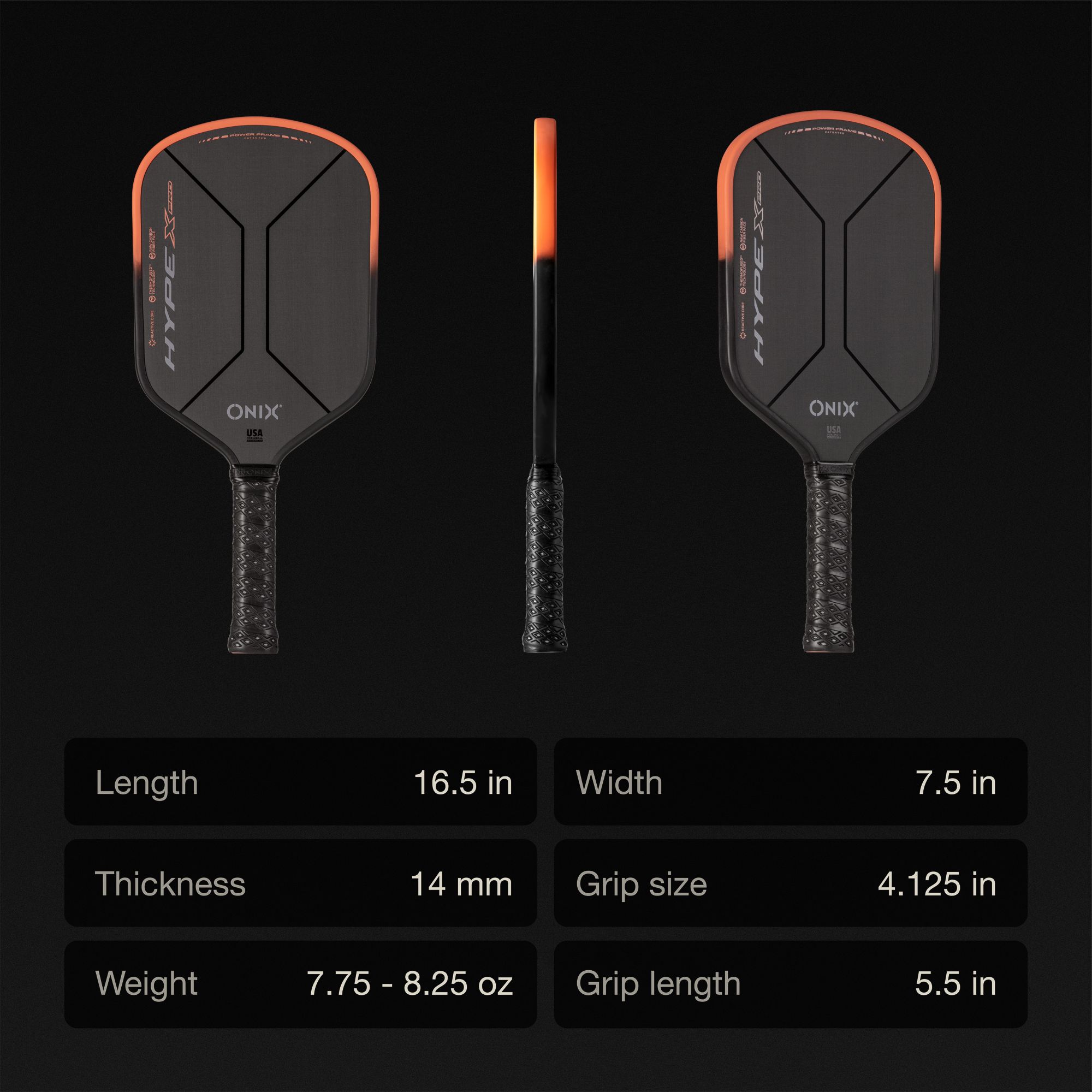 Onix Hype X Pro Raw Carbon 14mm Pickleball Paddle product image