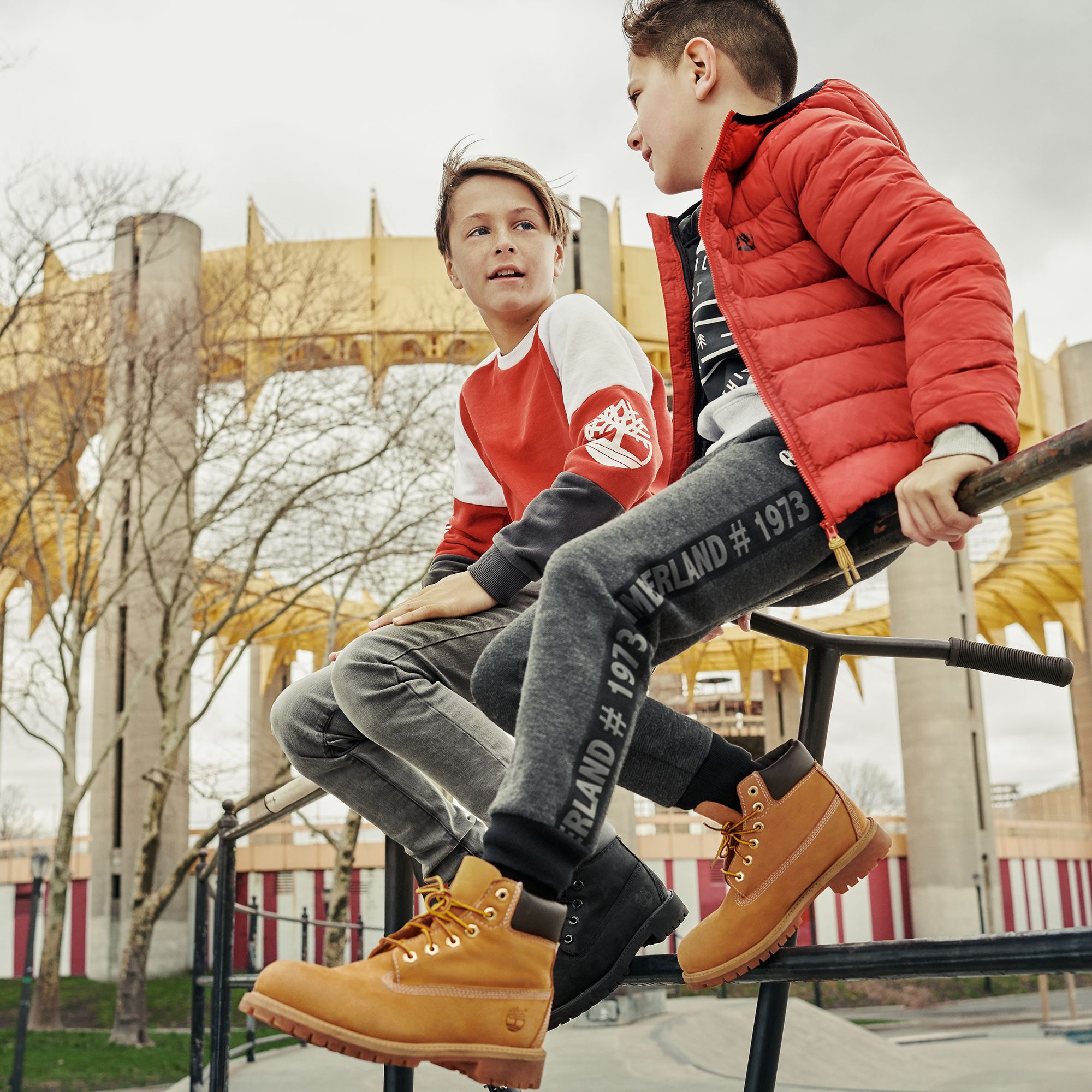 kids red timberland