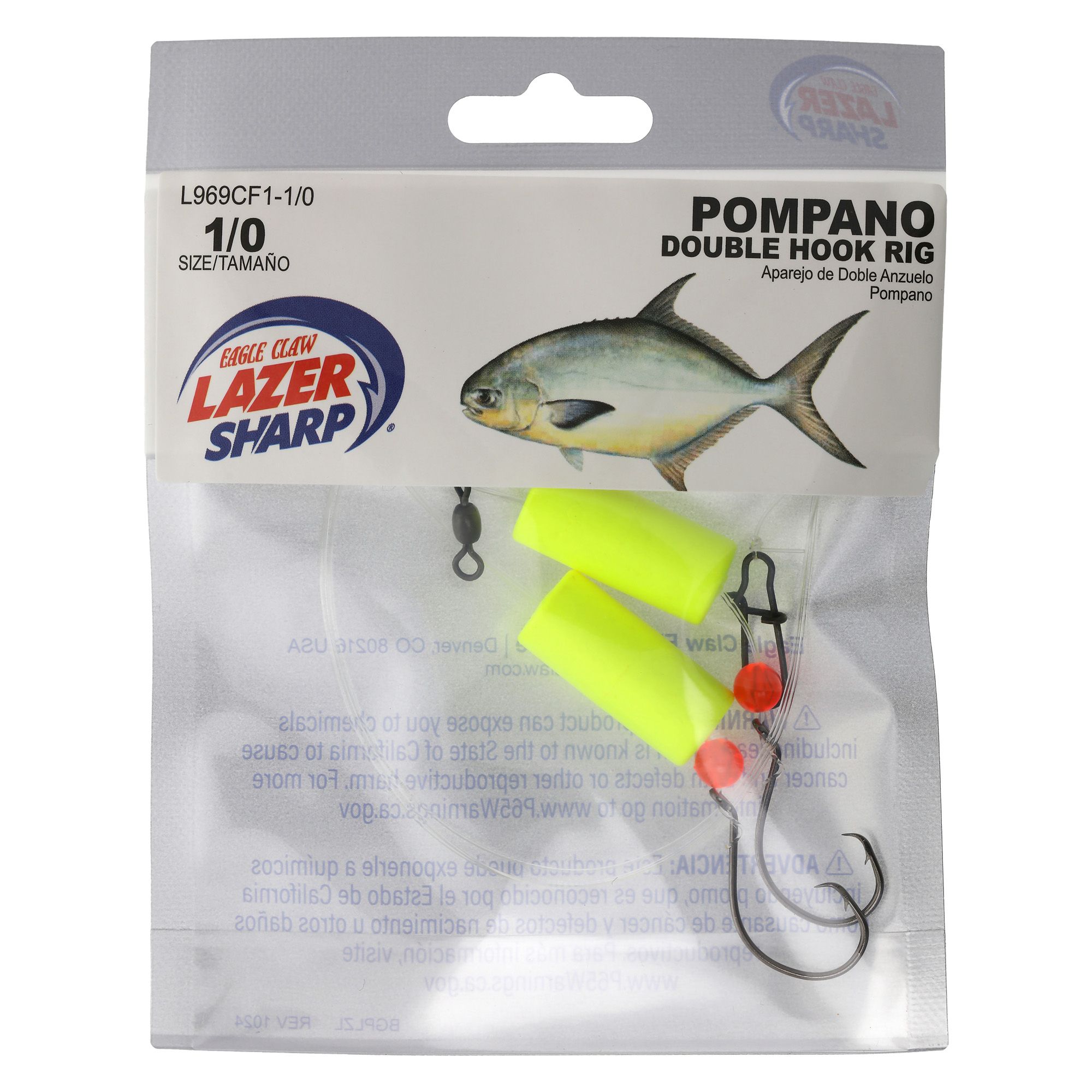 Lazer Sharp Pompano Double Hook Rig, Cylinder Float product image