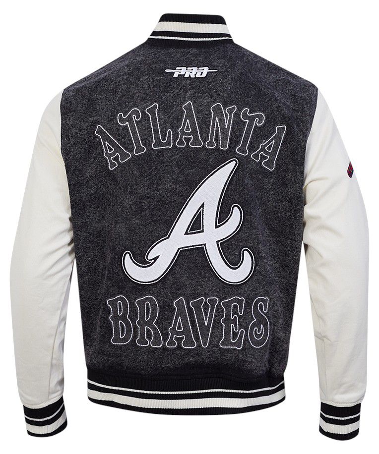 Pro Standard Men's Atlanta Braves Black Rebel Athletics Denim Varsity Jacket product image